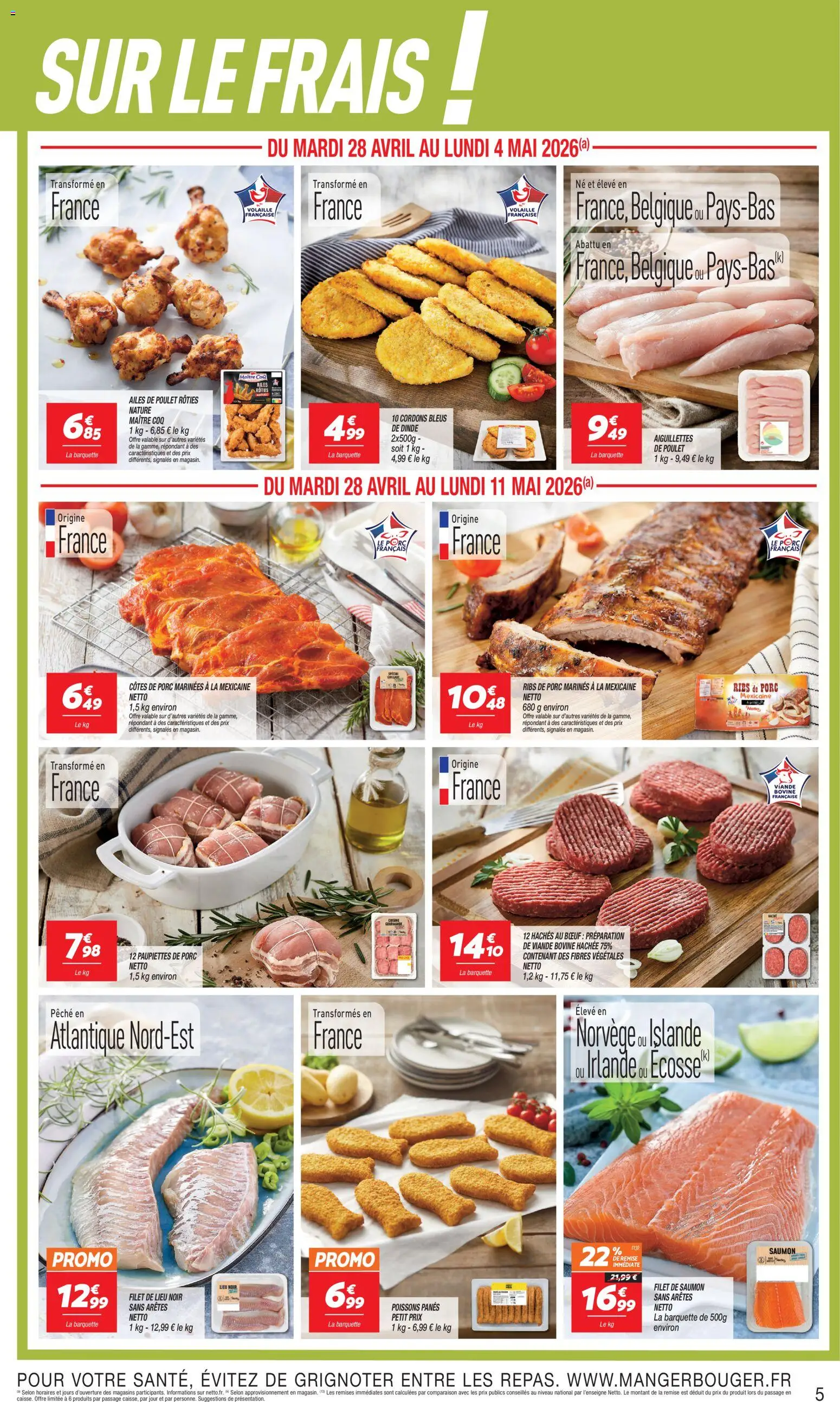 {H1} | Page: 5 | Produits: Pêche, Filet de saumon, Viande, Viande bovine