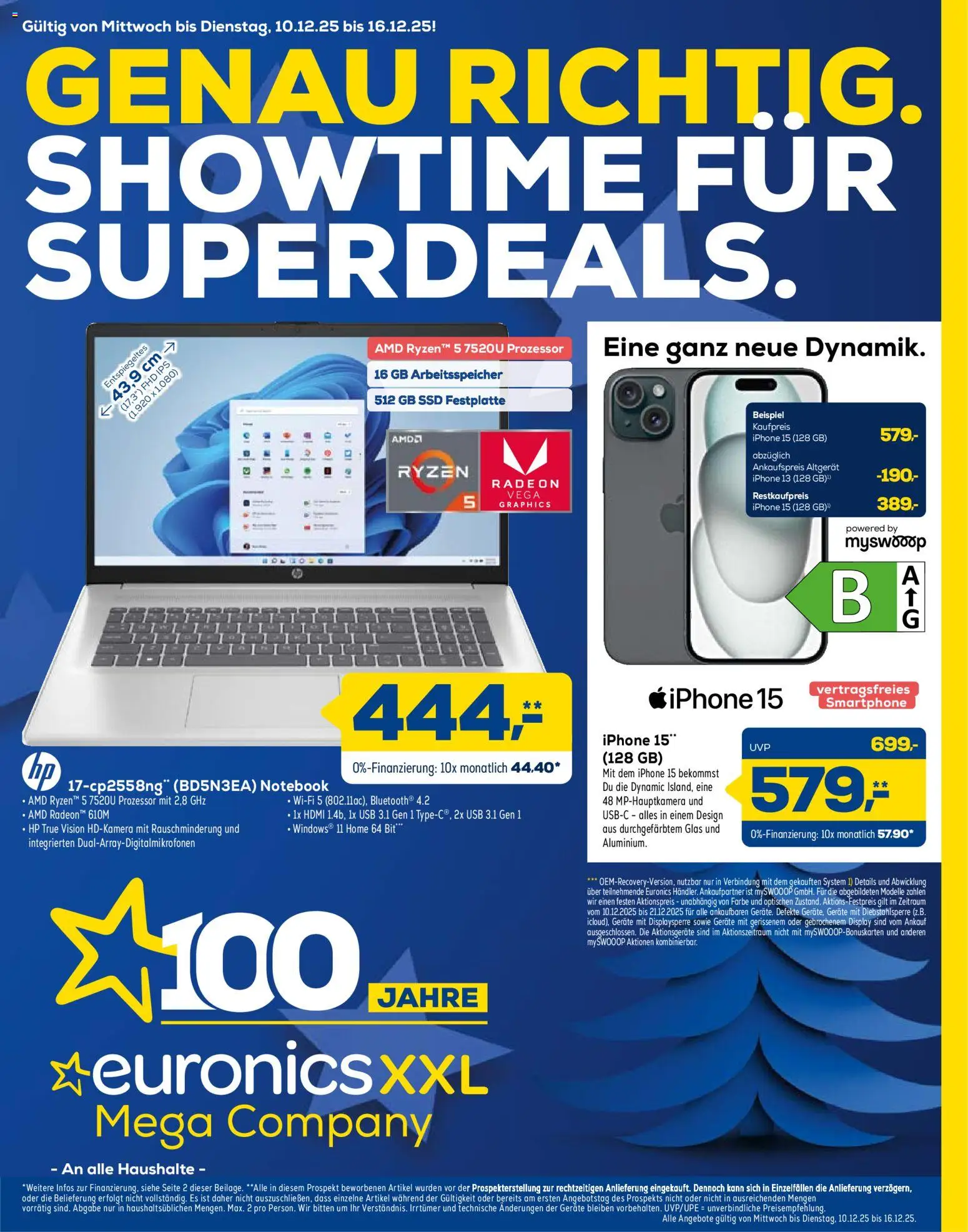 Euronics Prospekt 	 – gültig ab 10.12.2025 | Seite: 1 | Produkte: HP, USB, Iphone, Smartphone