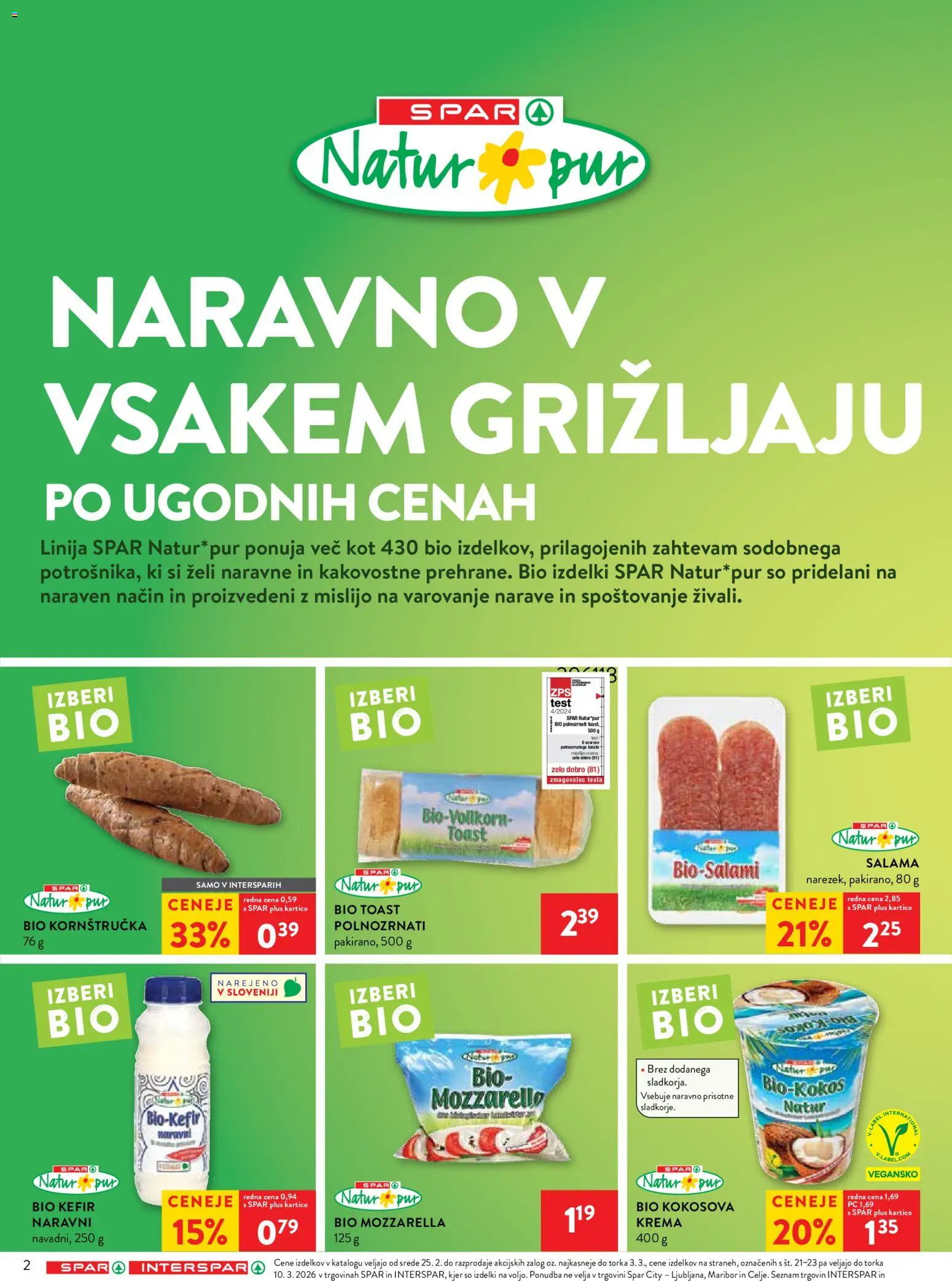 Novi Spar katalog ponudbe – veljaven od 25.02.2026 | Stran: 2 | Izdelki: Toast, Kefir, Krema, Salama