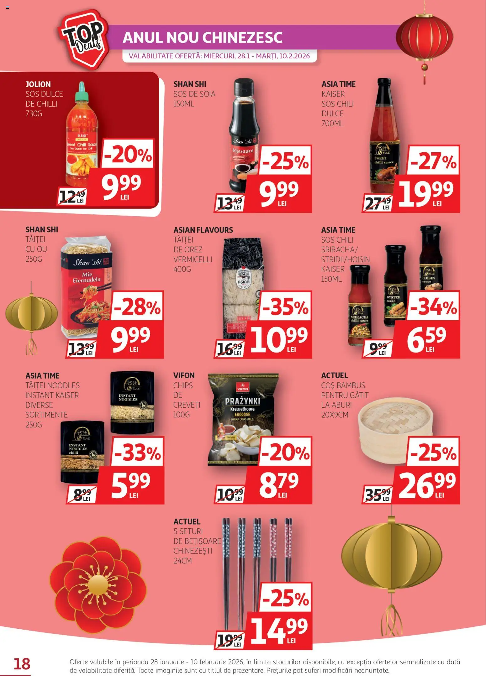 Noul catalog Auchan – valabil de la 28.01.2026 | Pagină: 18 | Produse: Chilli, Coș, Noodles, Sos