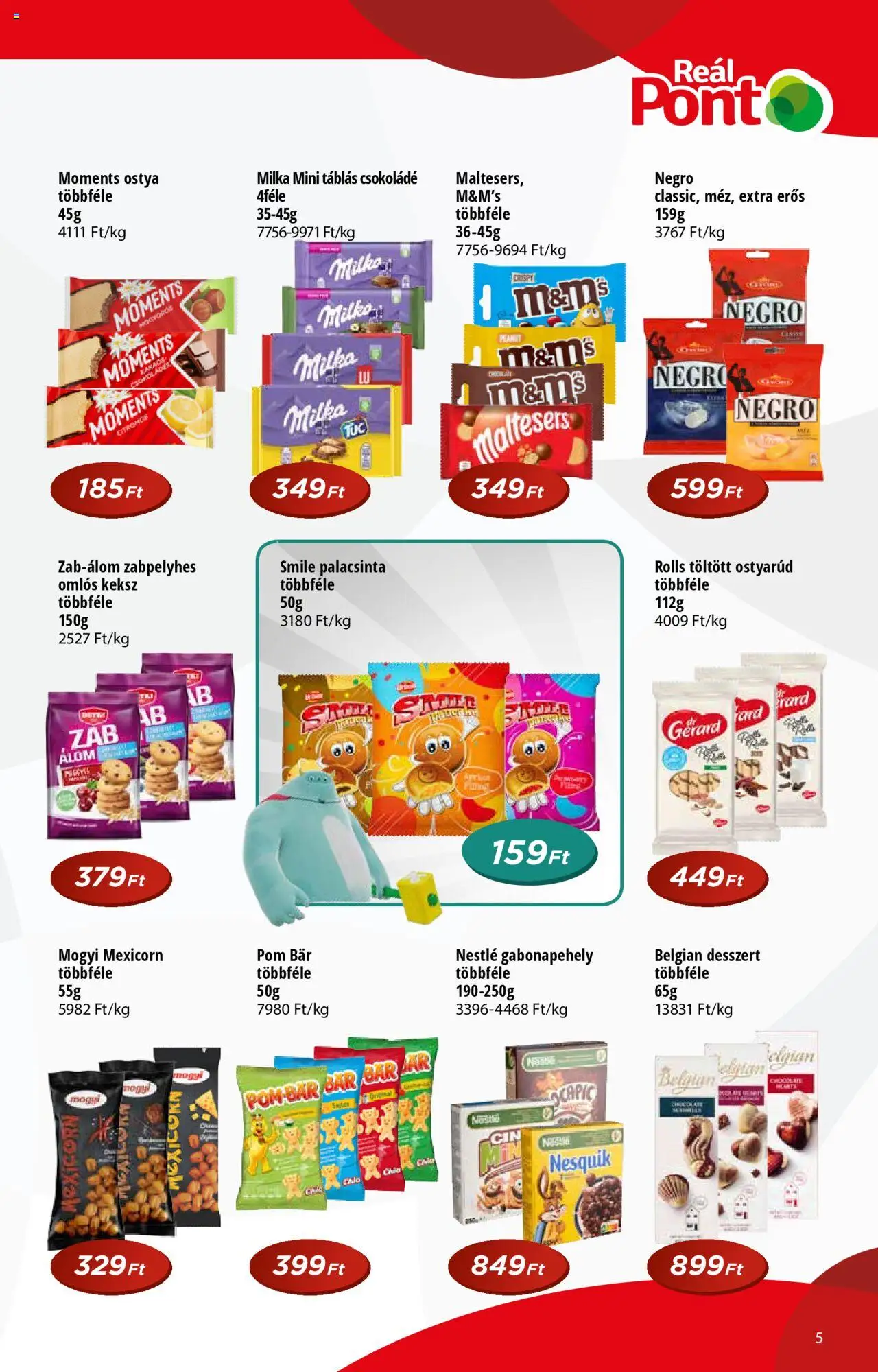 Reál akciós ujság - amely érvényes a következő dátumtól: 17.09.2025 | Oldal: 5 | Termékek: Gabonapehely, Nesquik, Csokoládé, Keksz