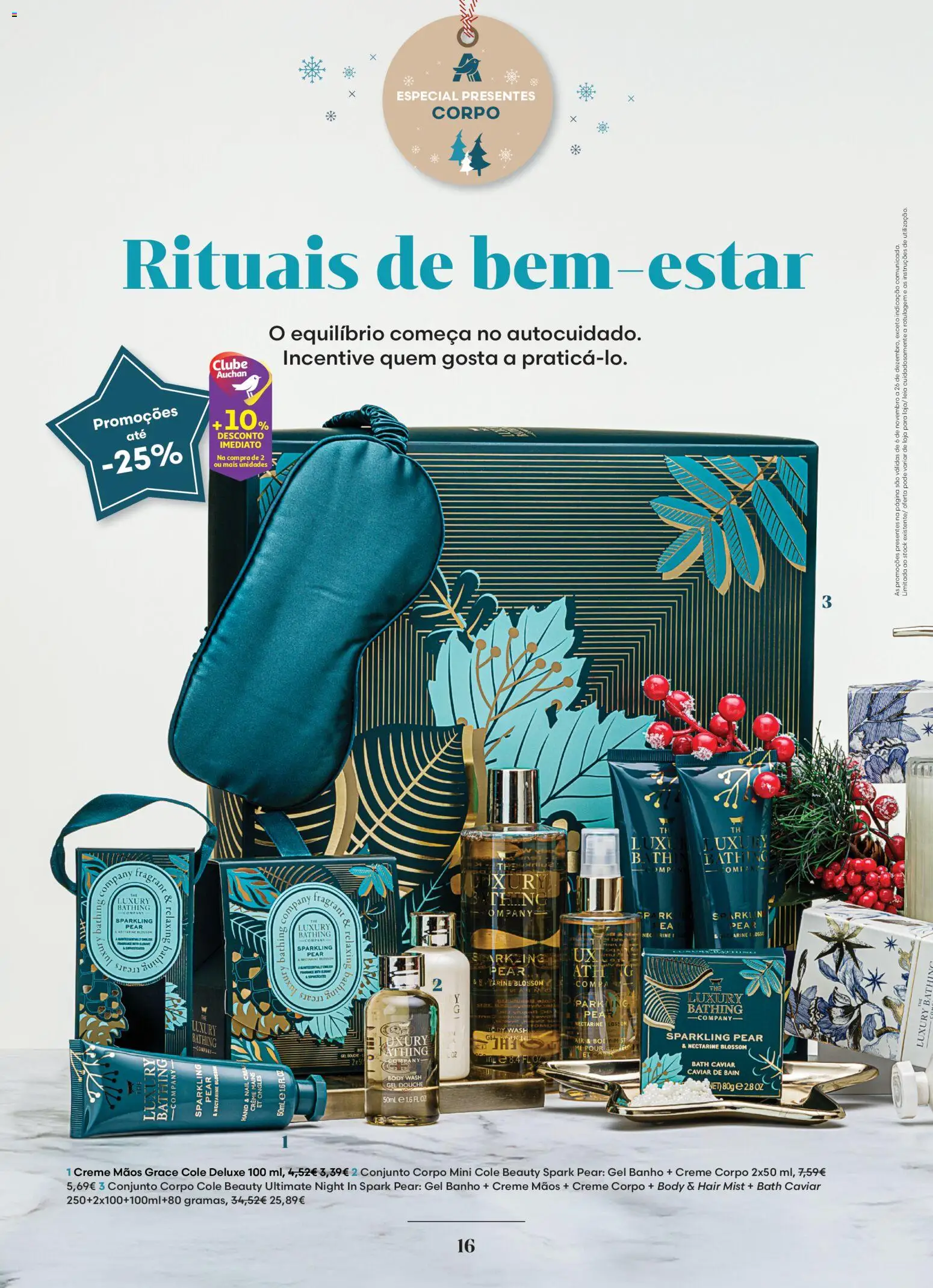 Auchan - Vem aí o Natal │ válido de 06.11.2025 | Página: 16 | Produtos: Banho, Creme