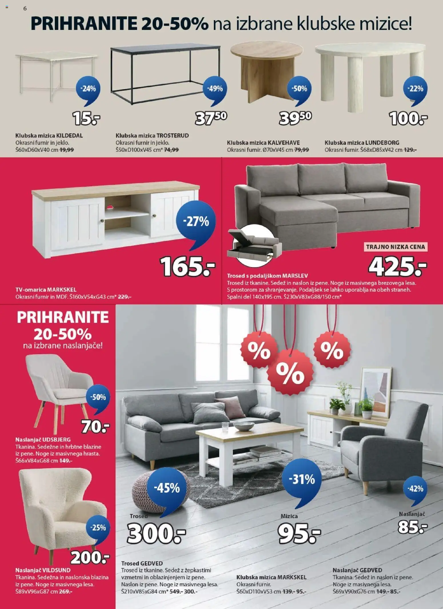 Novi JYSK katalog ponudbe – veljaven od 21.01.2026 | Stran: 6 | Izdelki: Mizica, Naslanjač, Trosed, Furnir