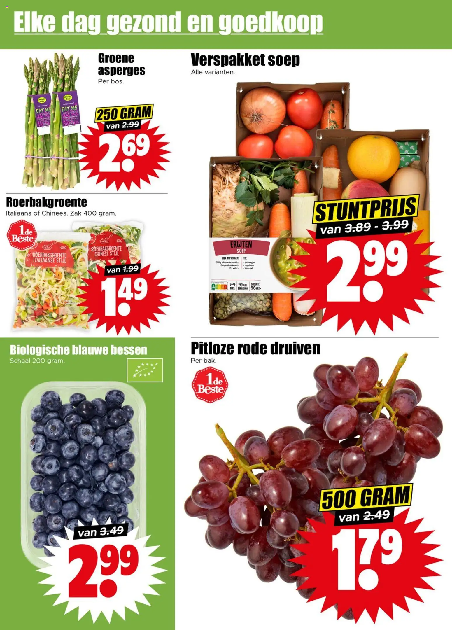 {H1} | Pagina: 4 | Producten: Asperges, Schaal, Zak, Druiven