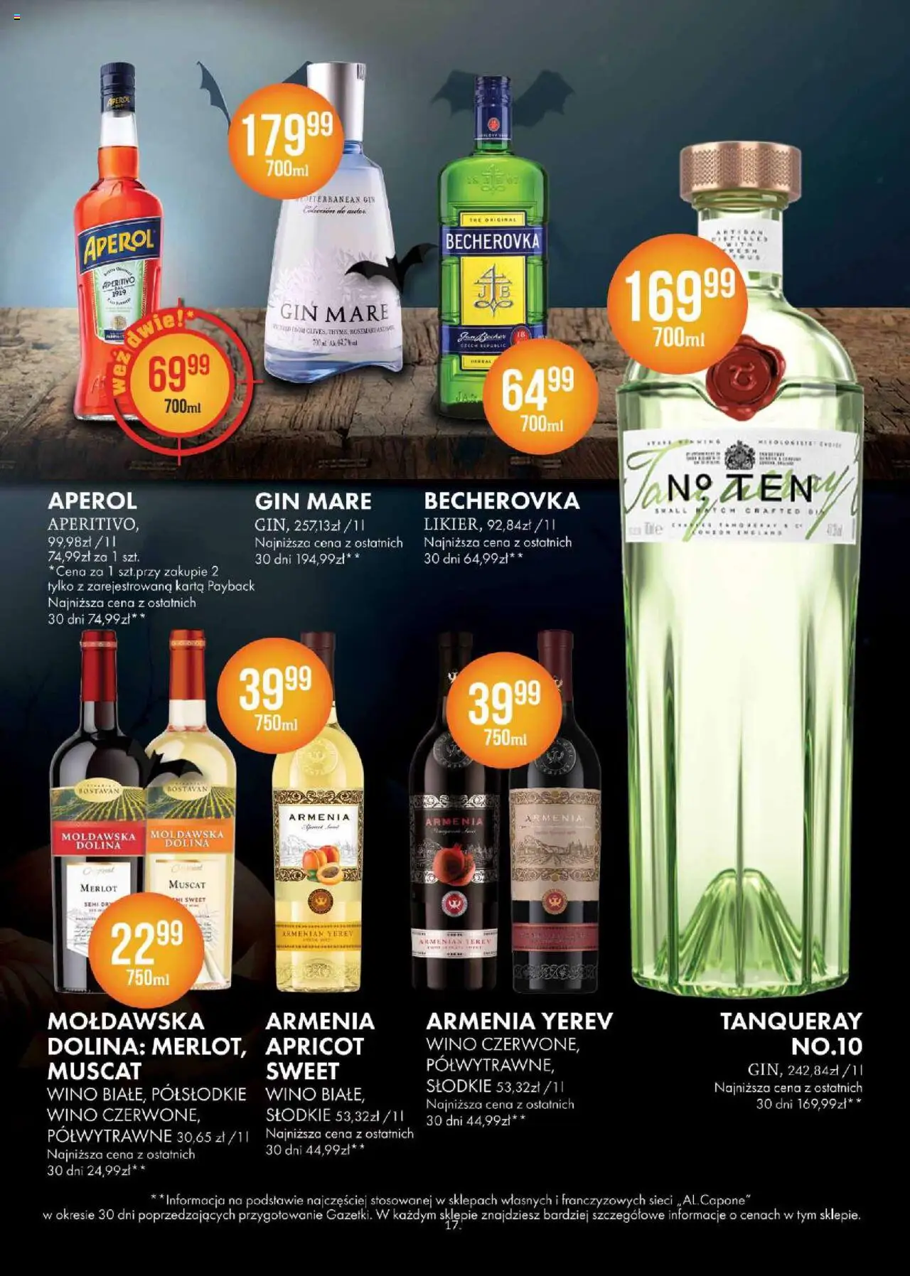Al.Capone Gazetka od 13.10.2025 | Strona: 17 | Produkty: Karta, Becherovka, Gin, Aperol