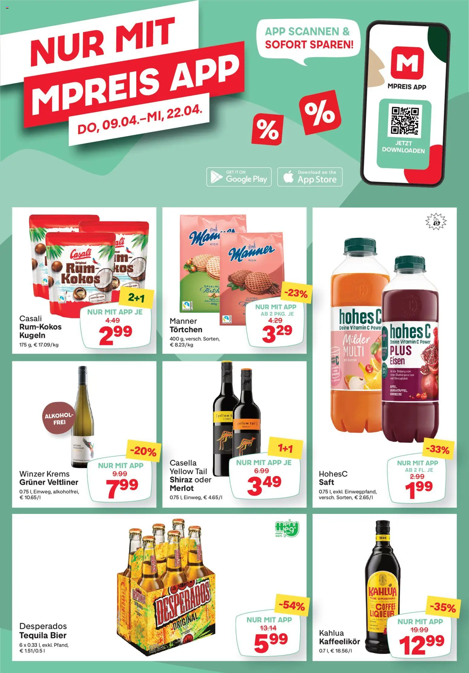 MPREIS Flugblatt gültig ab 16.04.2026 | Seite: 14 | Produkte: Himbeere, Saft, Bier, Äpfel