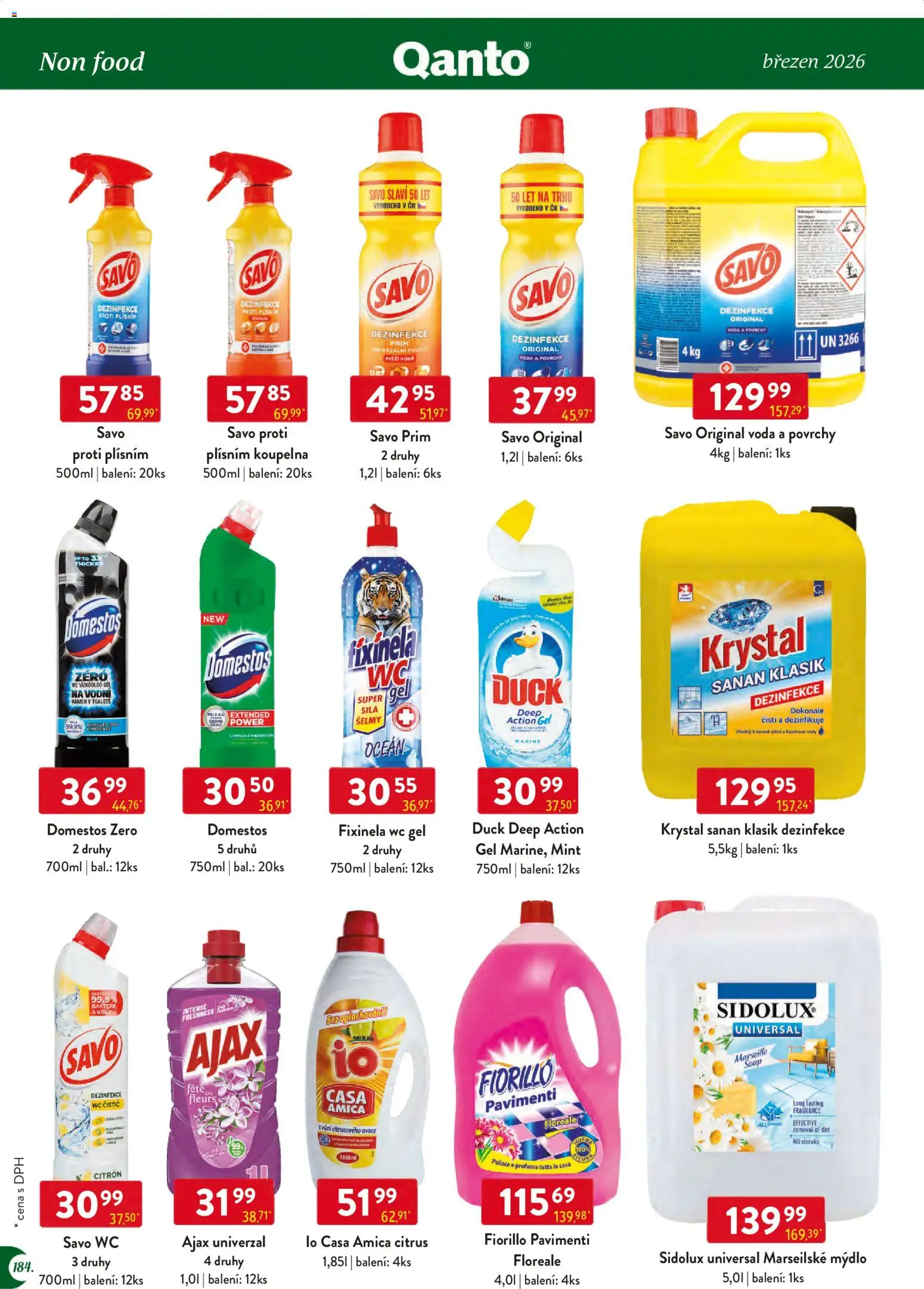 Astur & Qanto leták - Velkoobchod 03/2026 od 01.03.2026 | Strana: 184 | Produkty: Mýdlo, Voda, Savo, Wc