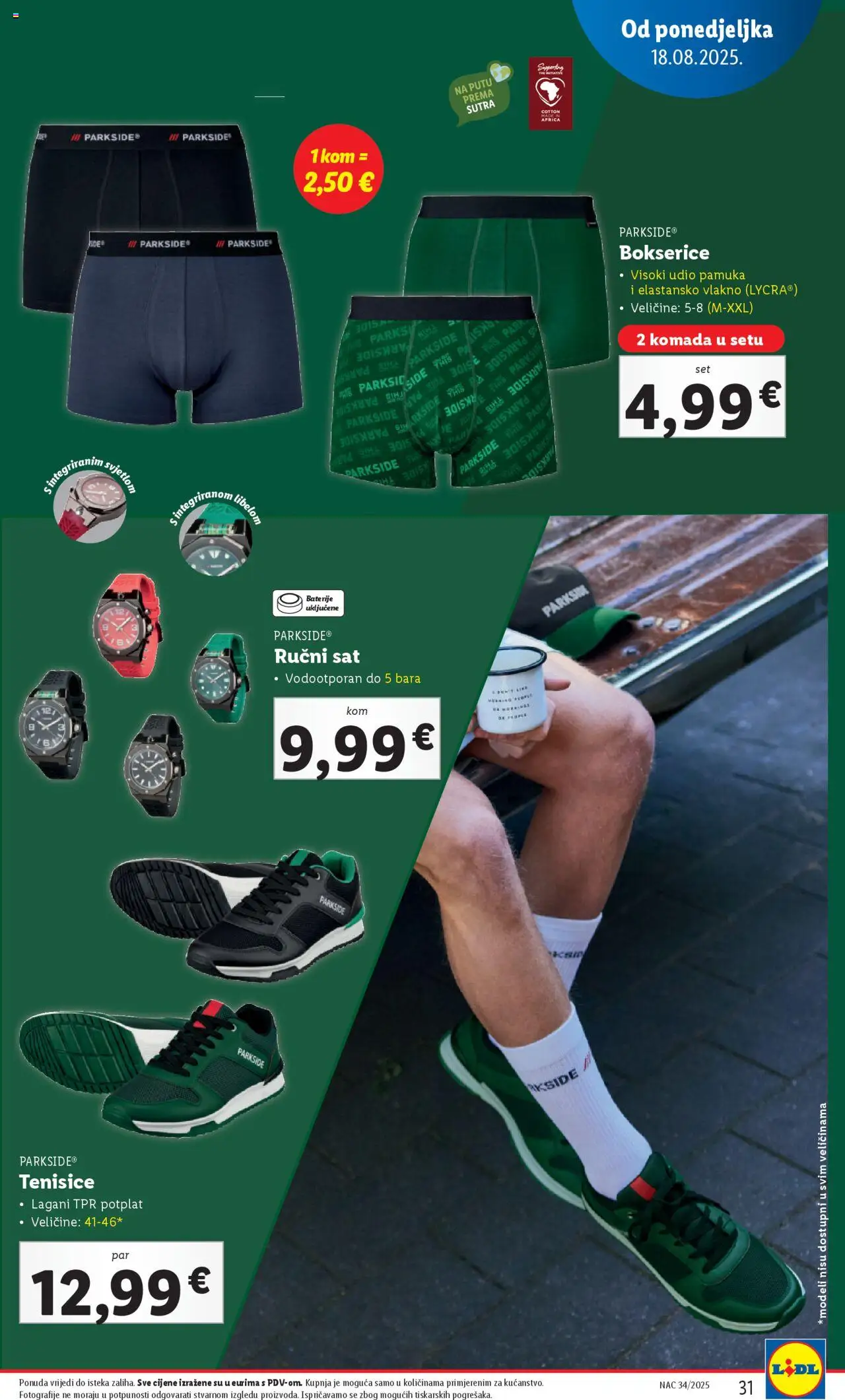 Lidl katalog | vrijedi od 18.08.2025 | Stranica: 31 | Proizvodi: Bokserice, Baterije, Sat, Miš