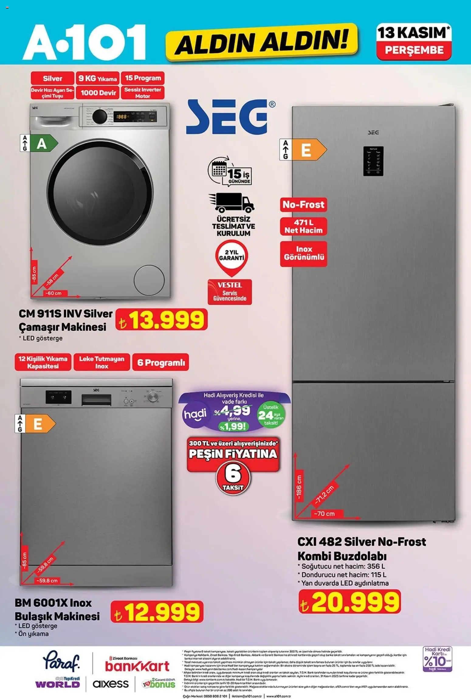 A101 Katalog Aldın Aldın - 13.11.2025 tarihinden itibaren geçerlidir | Sayfa: 6 | Ürünler: Tarih, Buzdolabı, Dondurucu, Bulaşık makinesi