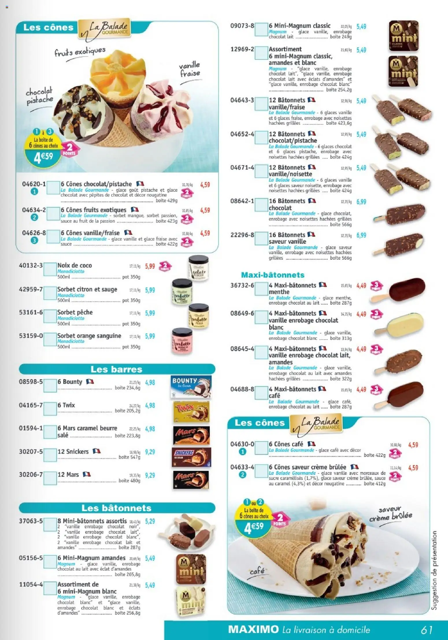 {H1} | Page: 61 | Produits: Citron, Sucre, Cônes, Café