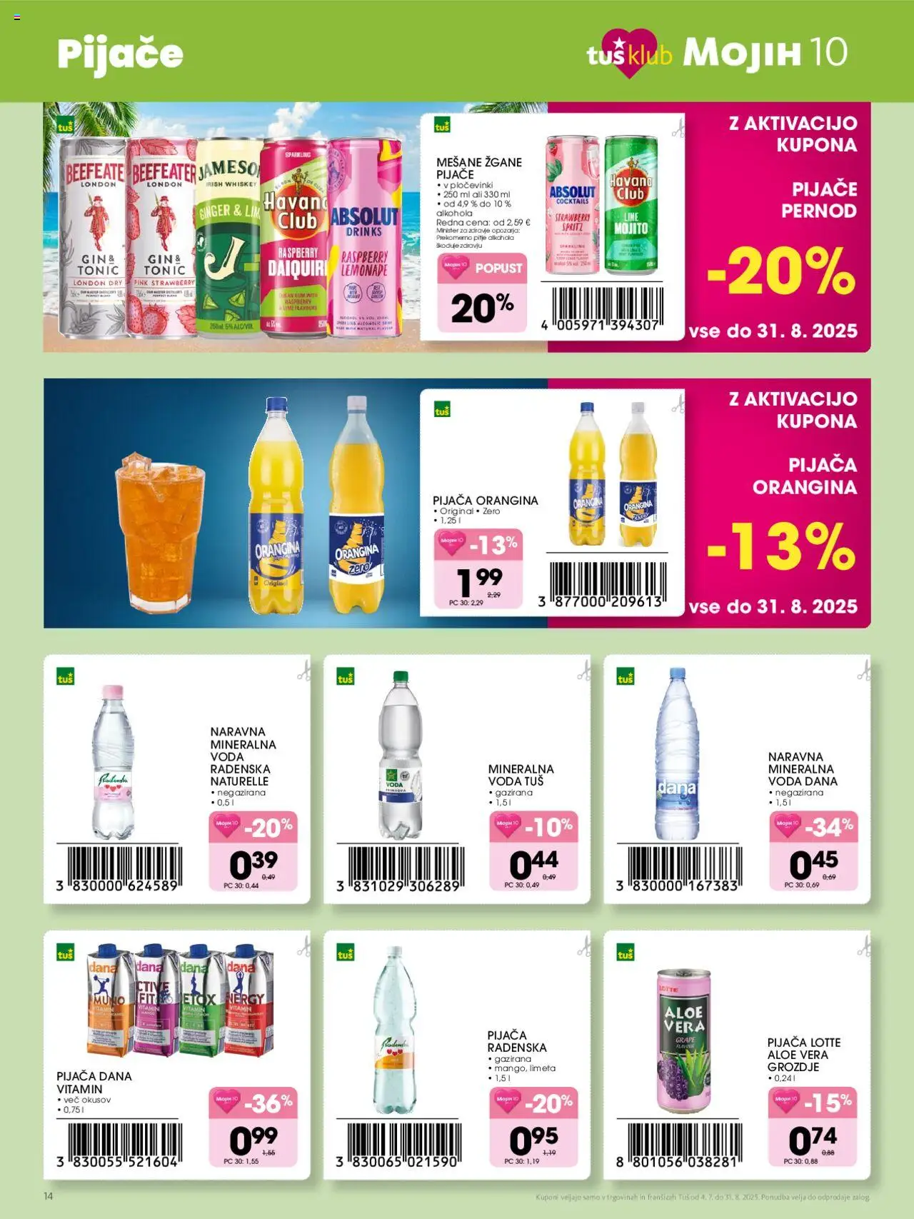 Tuš katalog mojih 10 │ velja od 04.07.2025 | Stran: 14 | Izdelki: Limeta, Grozdje, Voda, Mango