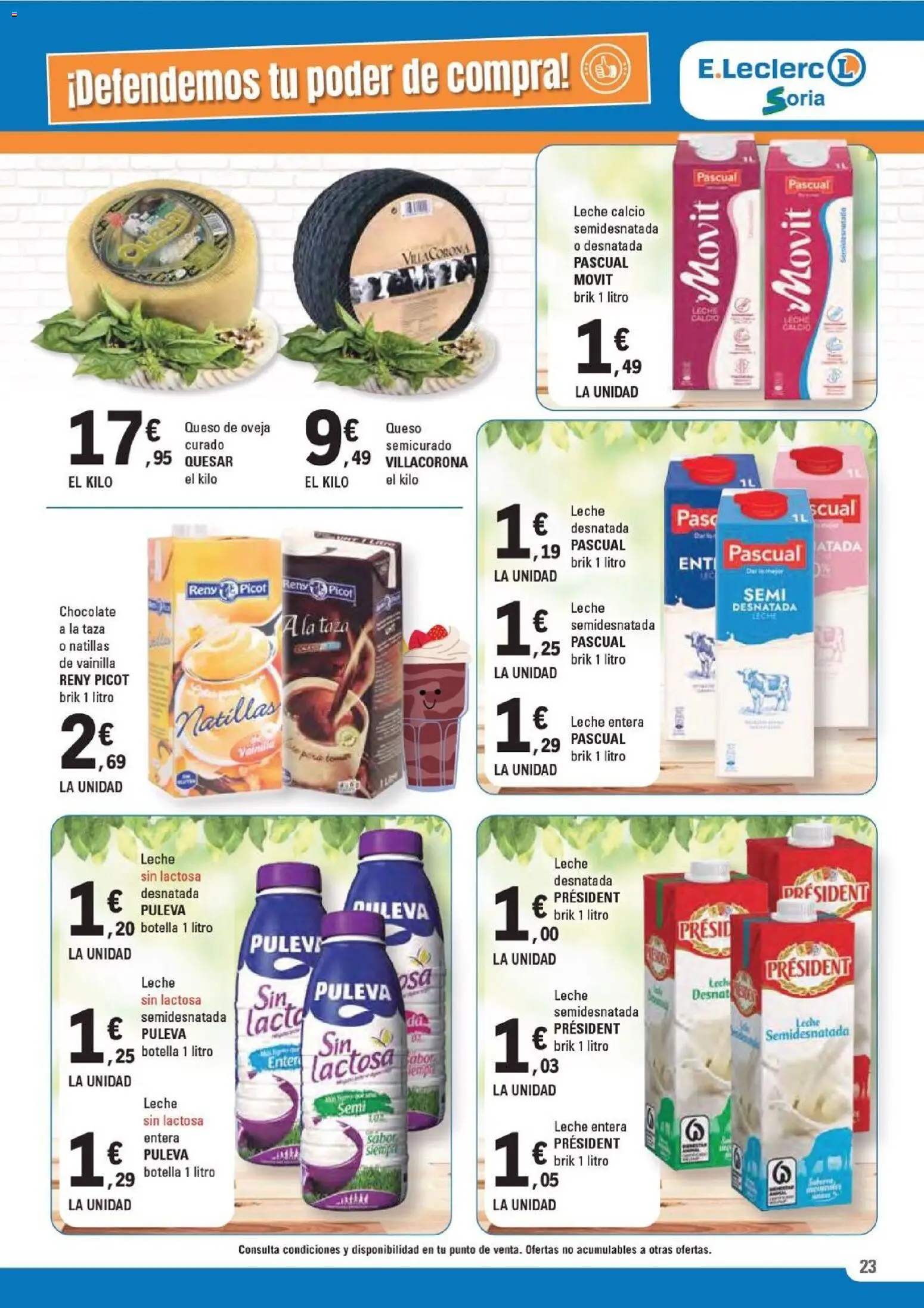 E.Leclerc - Especial Conservas Vegetales │ válido desde el 18.02.2026 | Página: 23 | Productos: Leche desnatada, Leche sin lactosa, Queso de oveja, Queso