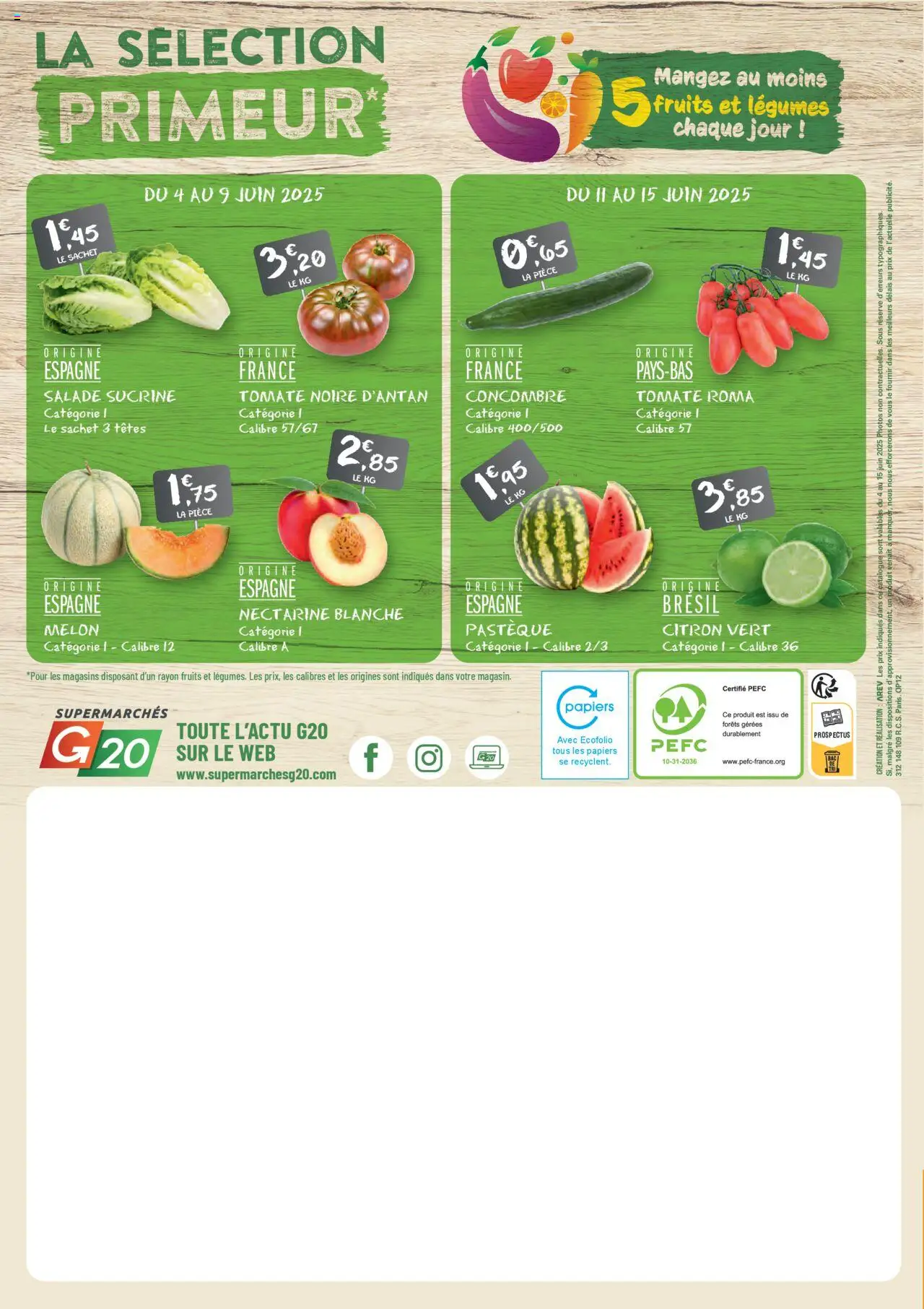  | Page: 21 | Produits: Salade, Citron vert, Melon, Nectarine