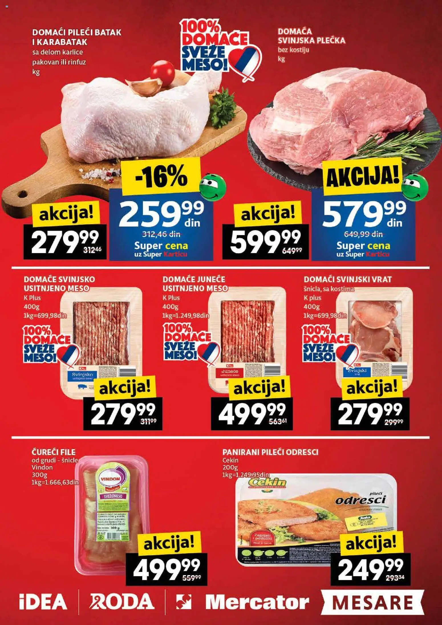 Roda katalog - važi od 22.01.2026 | Strana: 5 | Proizvode: Svinjski vrat, Ćureći file, Pileći batak, Svinjska plećka