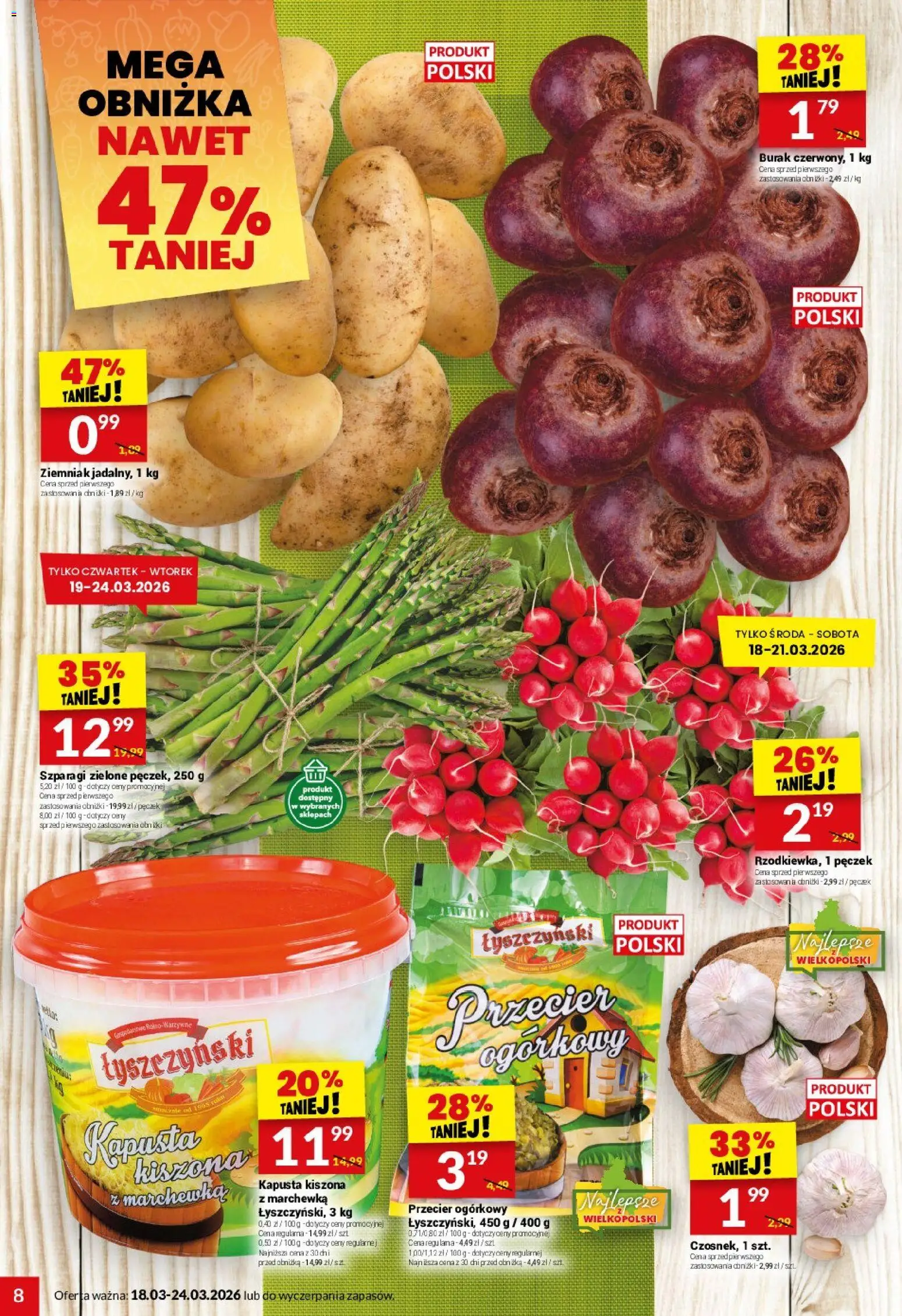 Twój Market gazetka od 18.03.2026 | Strona: 8 | Produkty: Burak, Kapusta, Szparagi, Marchewka