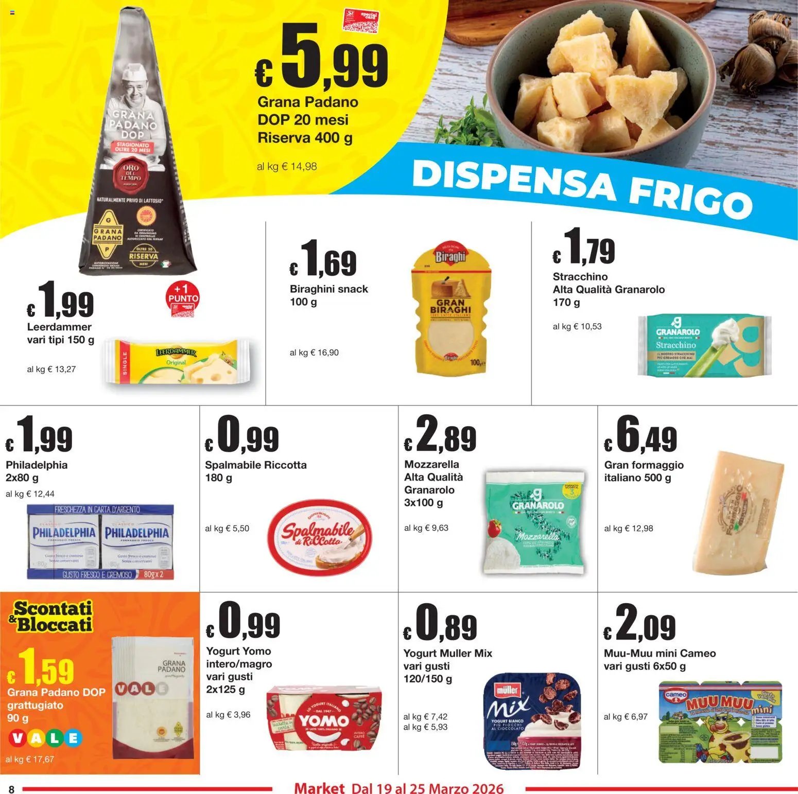 Volantino Sì con Te del 19.03.2026 | Pagina: 8 | Prodotti: Yogurt, Mozzarella, Formaggio, Grana Padano