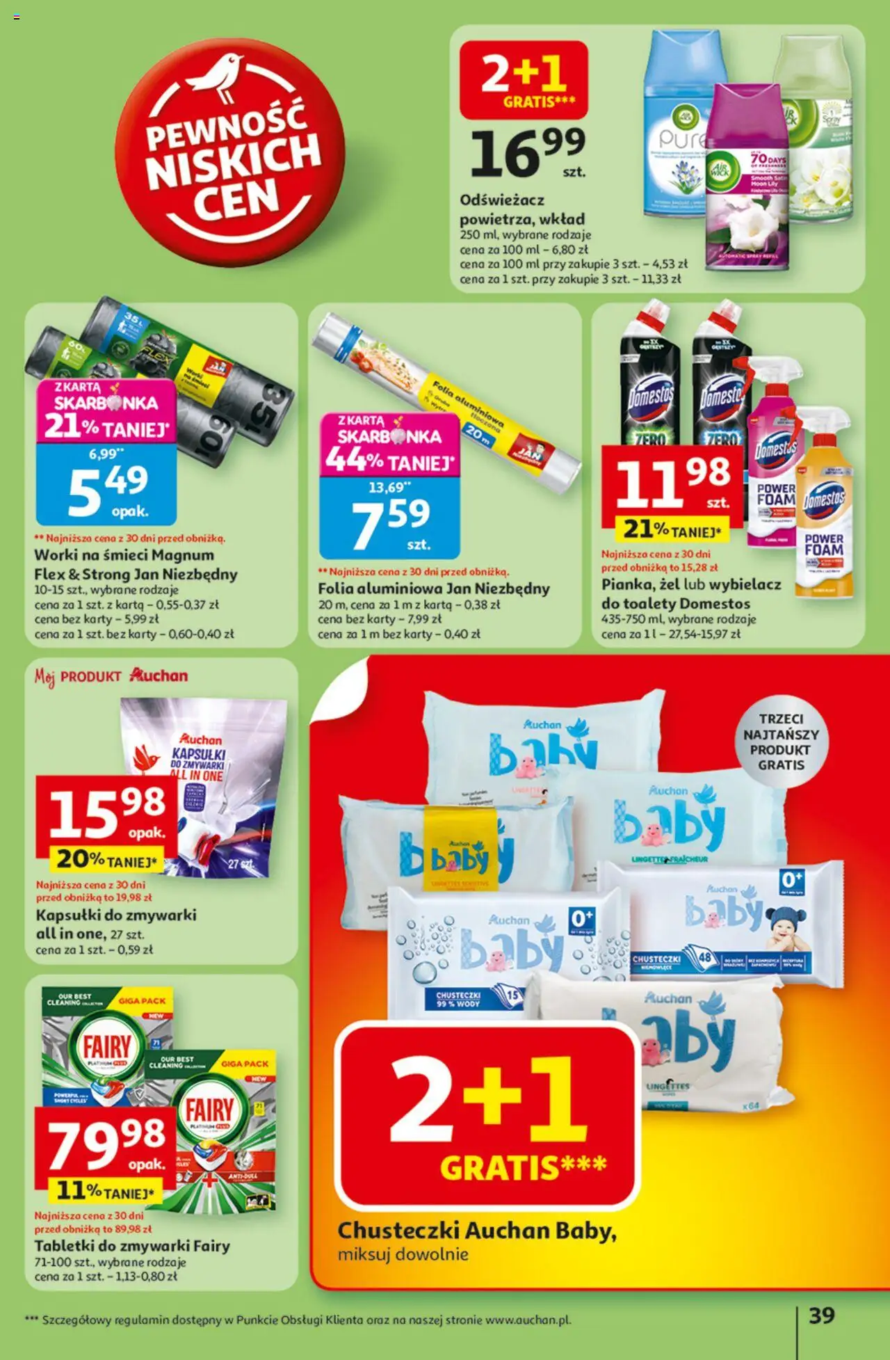 Auchan Gazetka - Odlotowe ceny na start szkoły Hipermarket od 21.08.2025 | Strona: 39 | Produkty: Domestos, Tabletki do zmywarki Fairy, Kapsułki do zmywarki, Tabletki do zmywarki