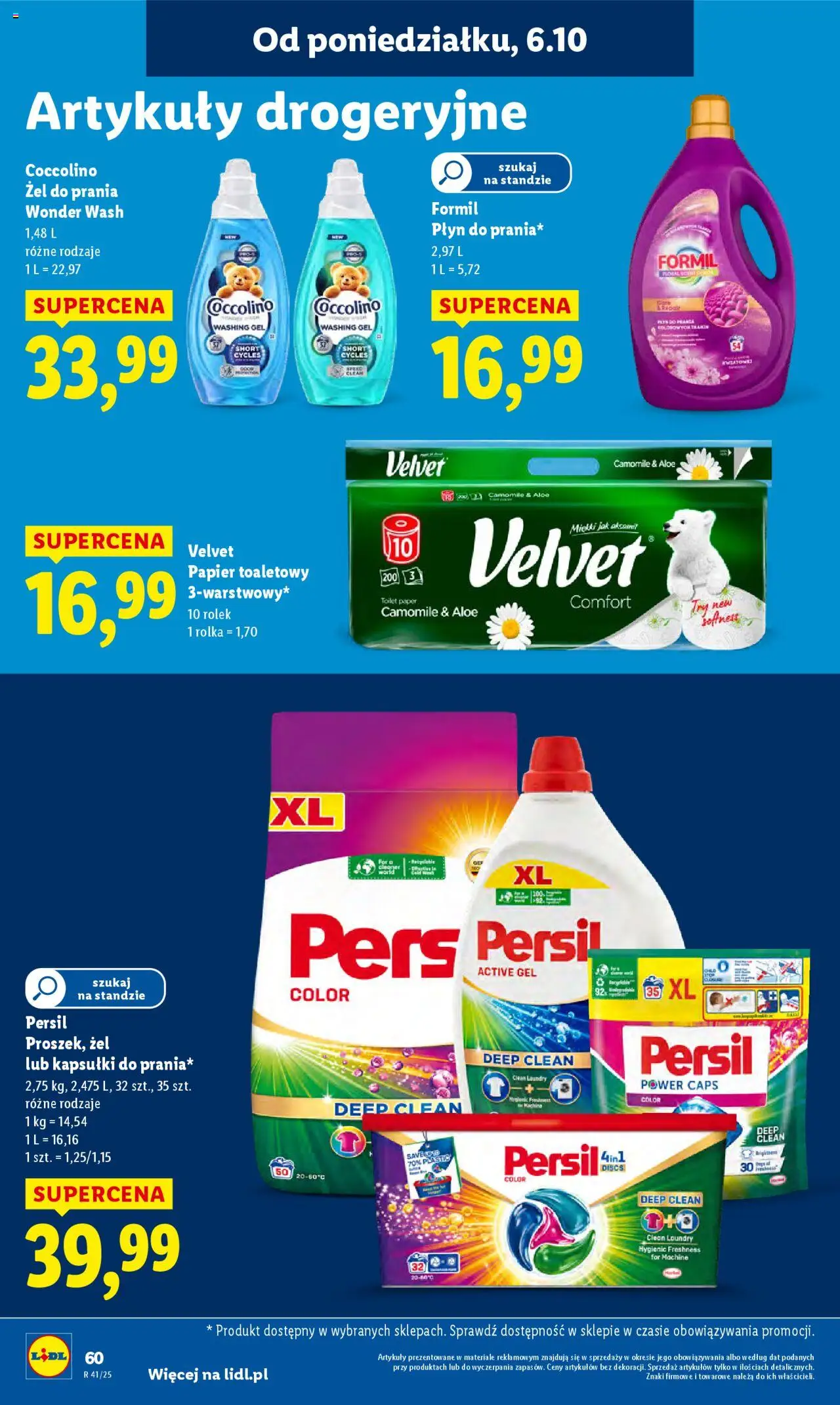 Lidl Gazetka od 06.10.2025 | Strona: 62 | Produkty: Papier toaletowy, Persil, Coccolino, Detergent