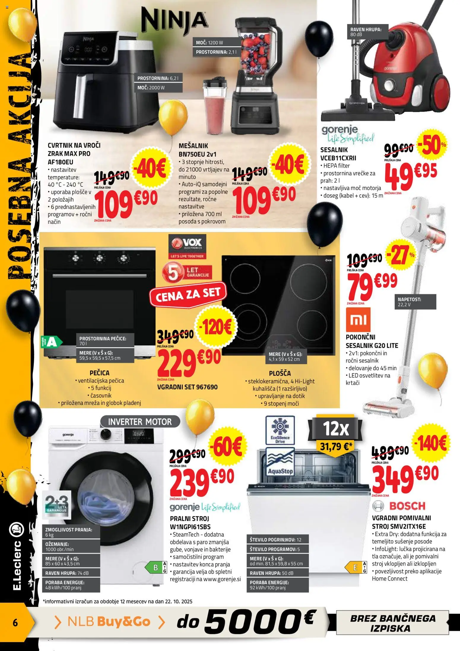 Novi E.leclerc katalog ponudbe – veljaven od 05.11.2025 | Stran: 6 | Izdelki: Mesalnik, Kabel, Pralni stroj, Sesalnik