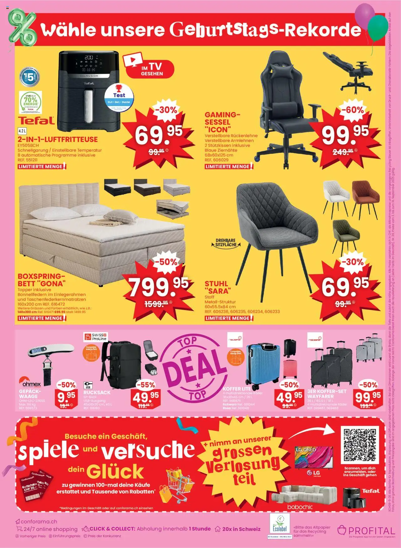 Conforama Aktionen Sofortrabatt – gültig ab 03.09.2025 | Seite: 16 | Produkte: Sessel, Topper, Koffer, TV