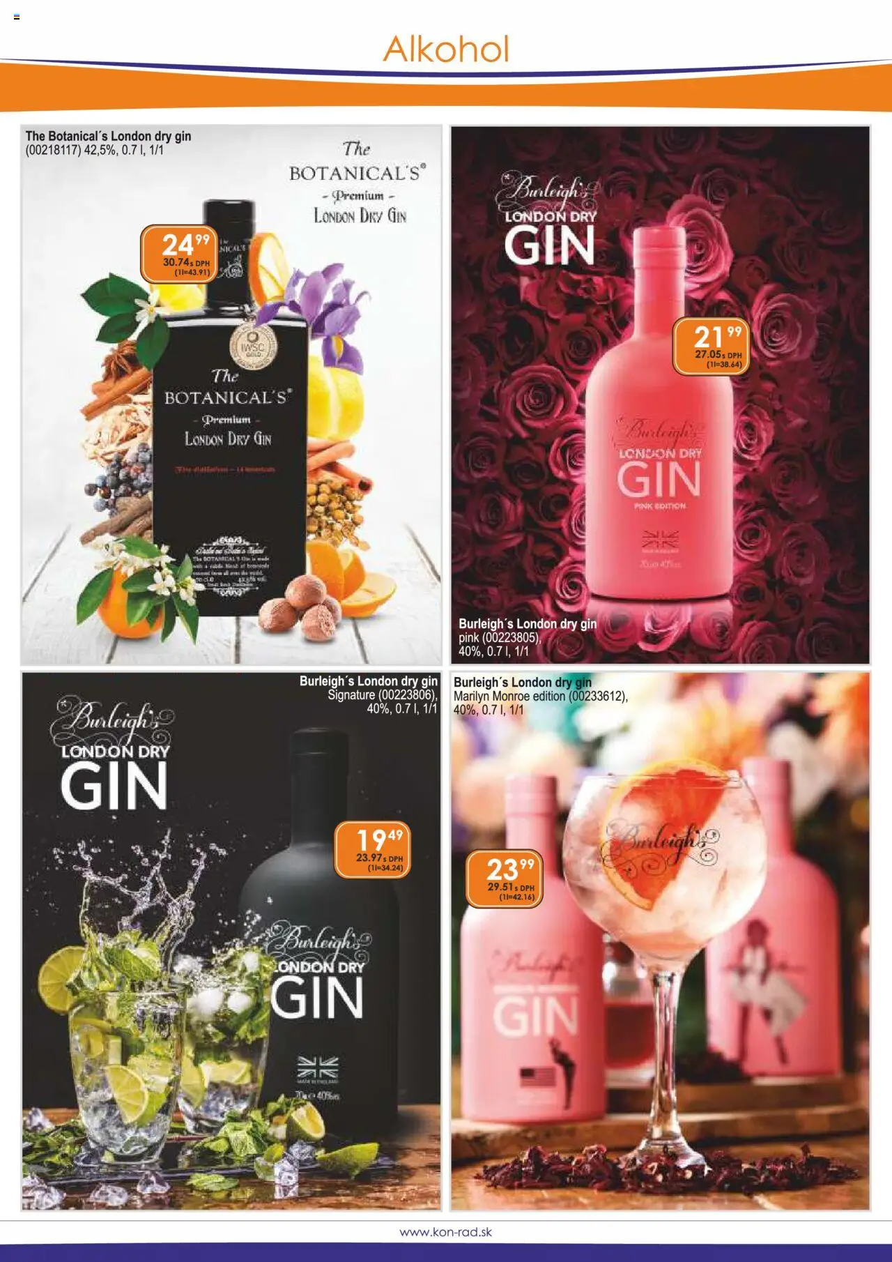 KON - RAD leták │ platný od 01.09.2025 | Strana: 5 | Produkty: Gin, Alkohol