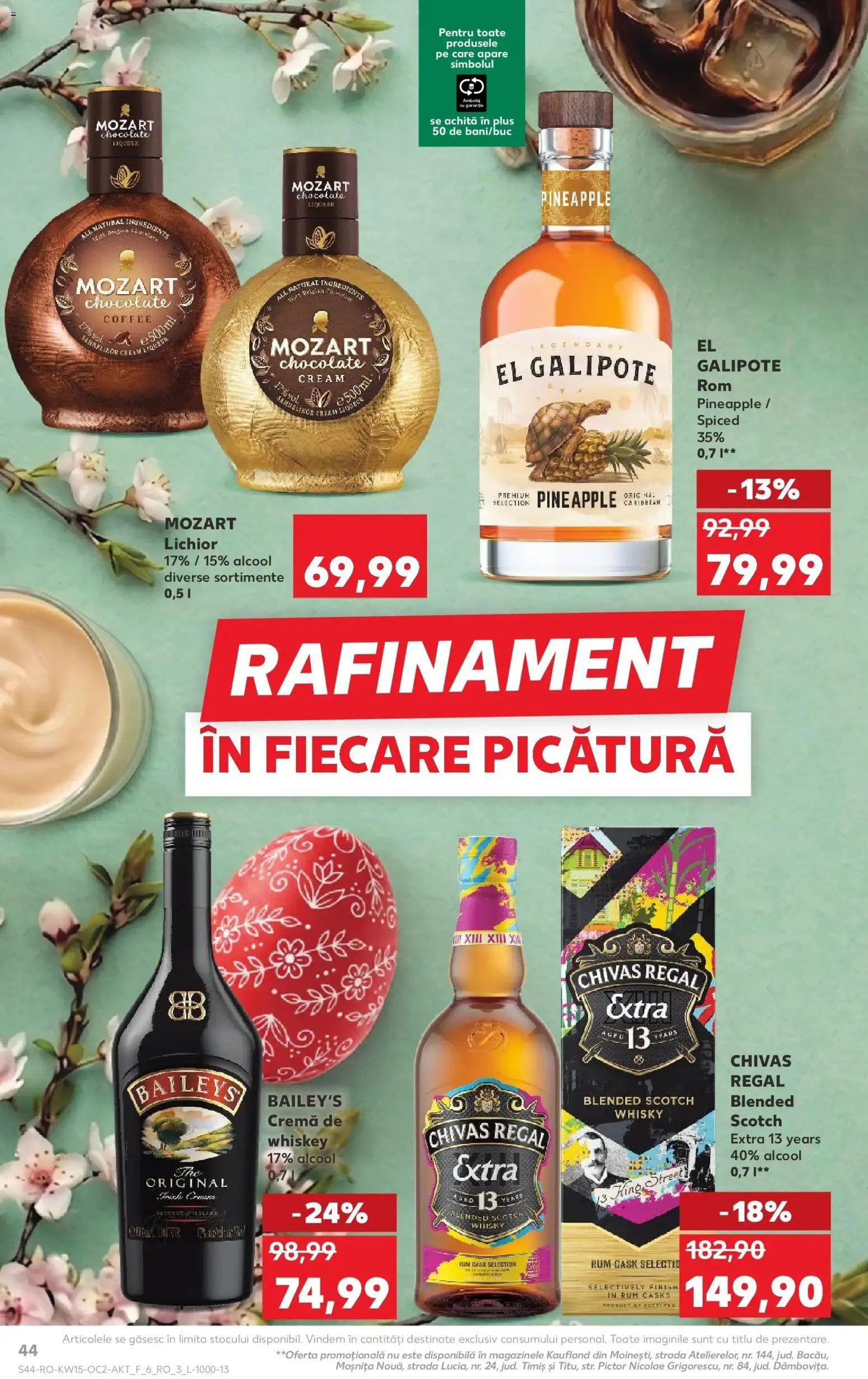 Noul catalog Kaufland – valabil de la 08.04.2026 | Pagină: 44 | Produse: Lichior, Cremă, Rom, Whiskey