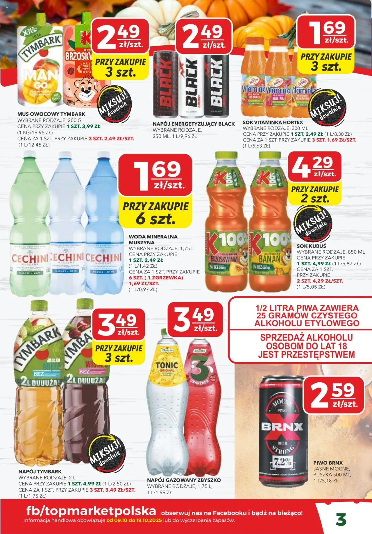 Top Market Gazetka mini od 09.10.2025 | Strona: 3 | Produkty: Brzoskwinia, Malina, Piwo, Banan
