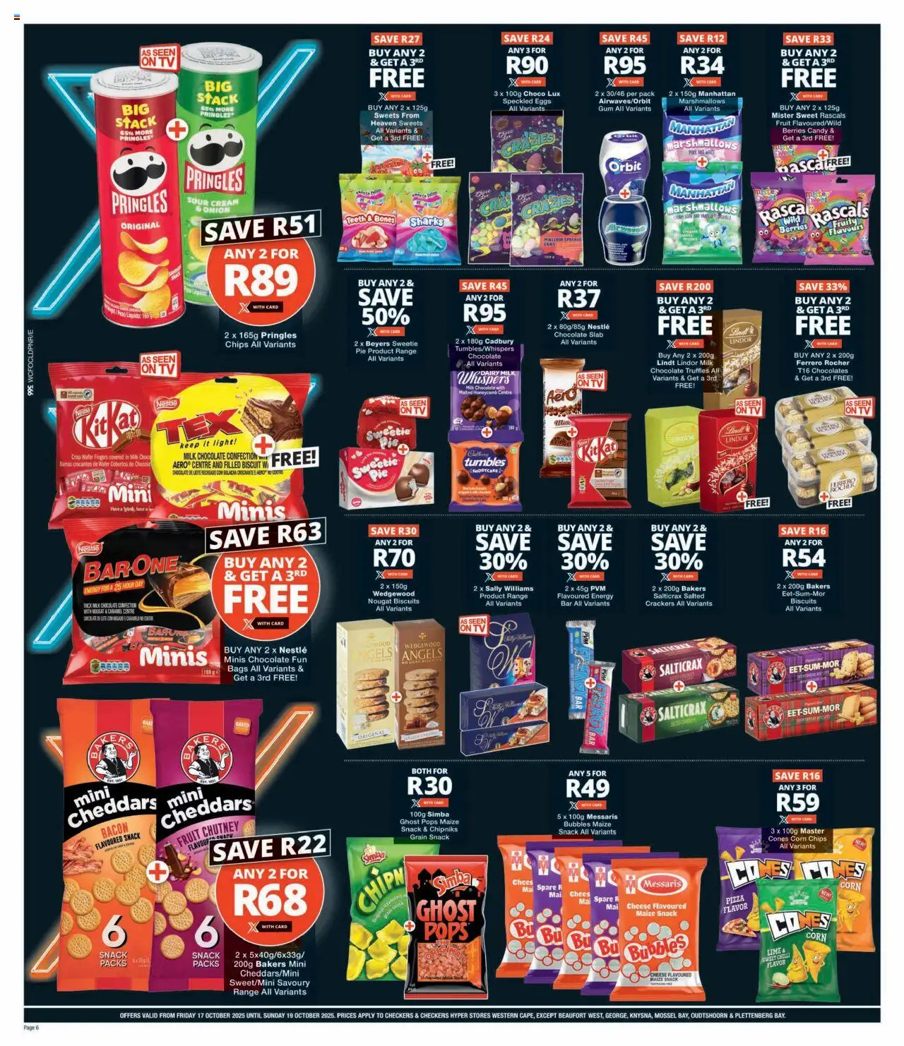 New Checkers catalogue – valid from 17.10.2025 | Page: 6 | Products: Sweets, Light, Sour cream, Bacon
