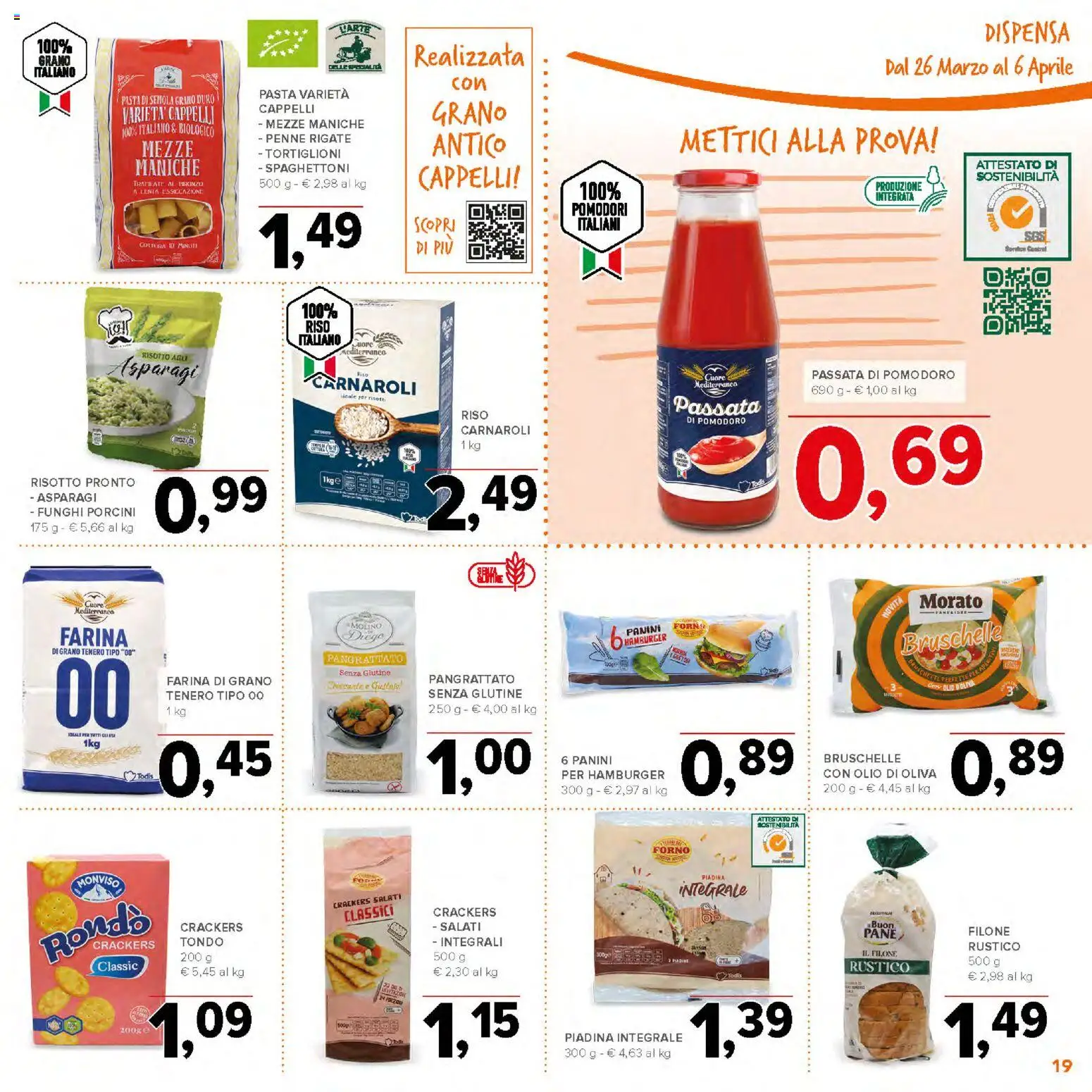Volantino Todis del 26.03.2026 | Pagina: 19 | Prodotti: Asparagi, Forno, Penne, Hamburger