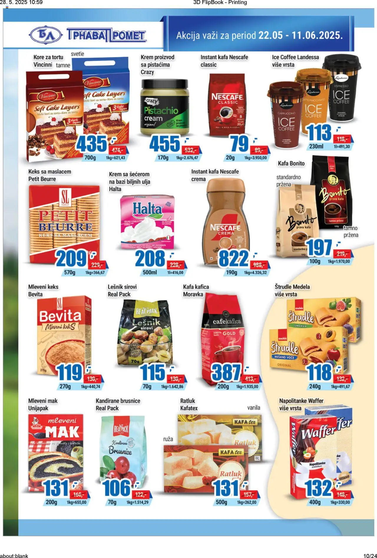 Trnava Promet katalog - važi od 22.05.2025 | Strana: 10 | Proizvode: Mleveni keks, Keks, Kafa, Nescafé