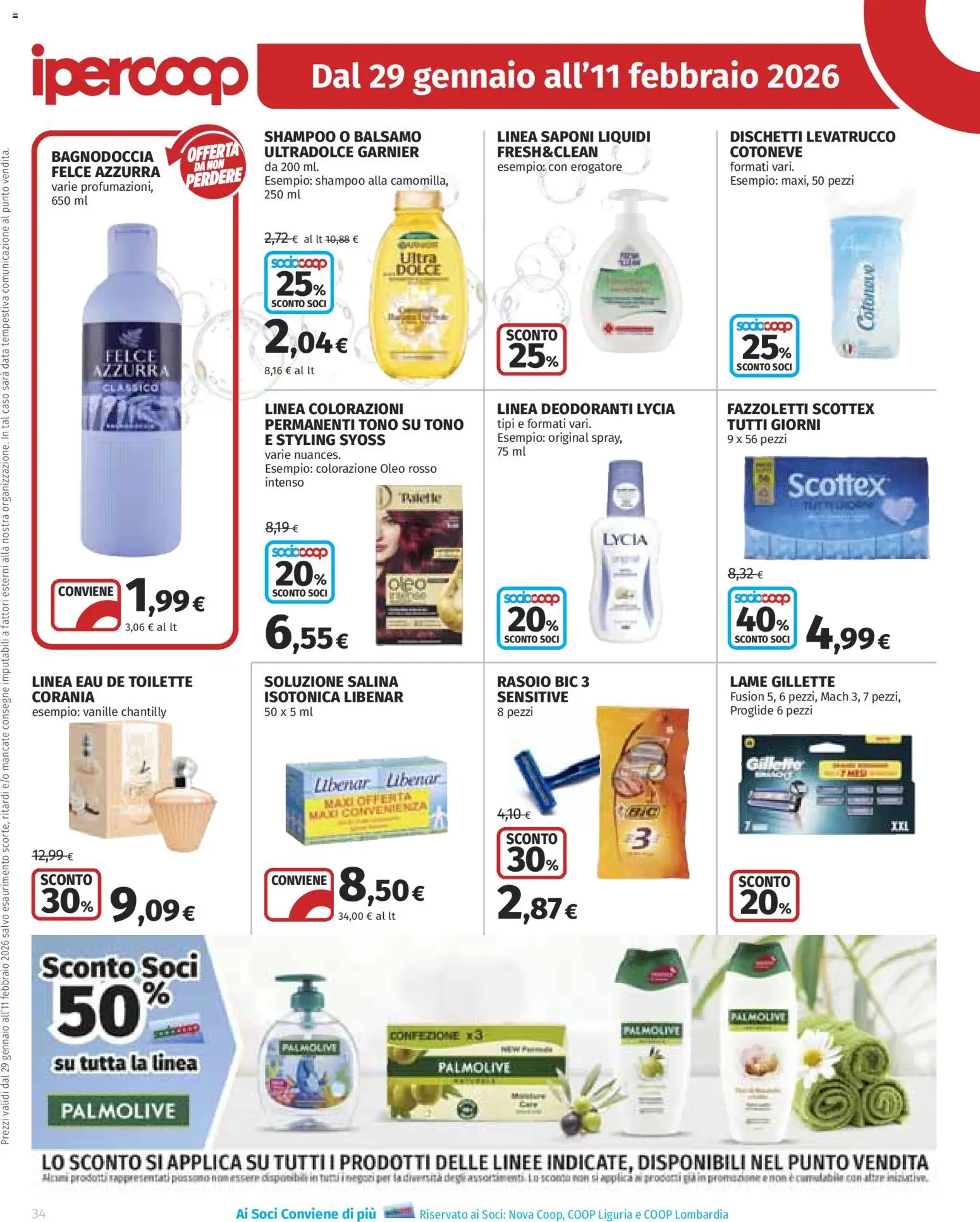 Volantino Ipercoop del 29.01.2026 | Pagina: 34 | Prodotti: Balsamo, Rasoio, Fazzoletti, Data