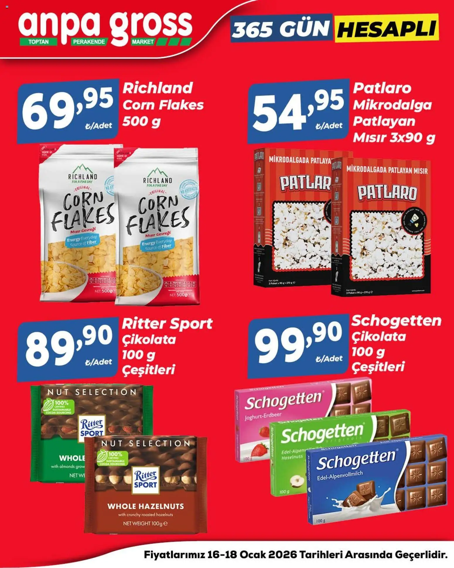 Anpa Gross Hafta Sonu Fırsatları - 16.01.2026 tarihinden itibaren geçerlidir | Sayfa: 9 | Ürünler: Çikolata, Mısır gevreği, Mısır, Ocak