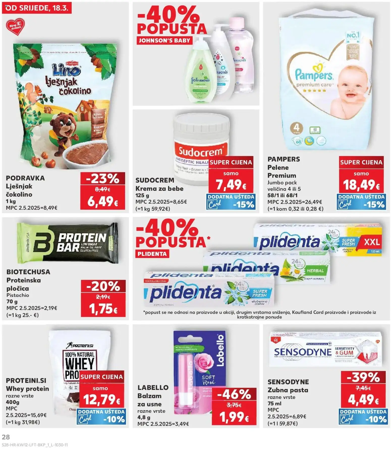 Kaufland katalog | vrijedi od 17.03.2026 | Stranica: 28 | Proizvodi: Pelene, Lješnjak, Pasta, Pampers