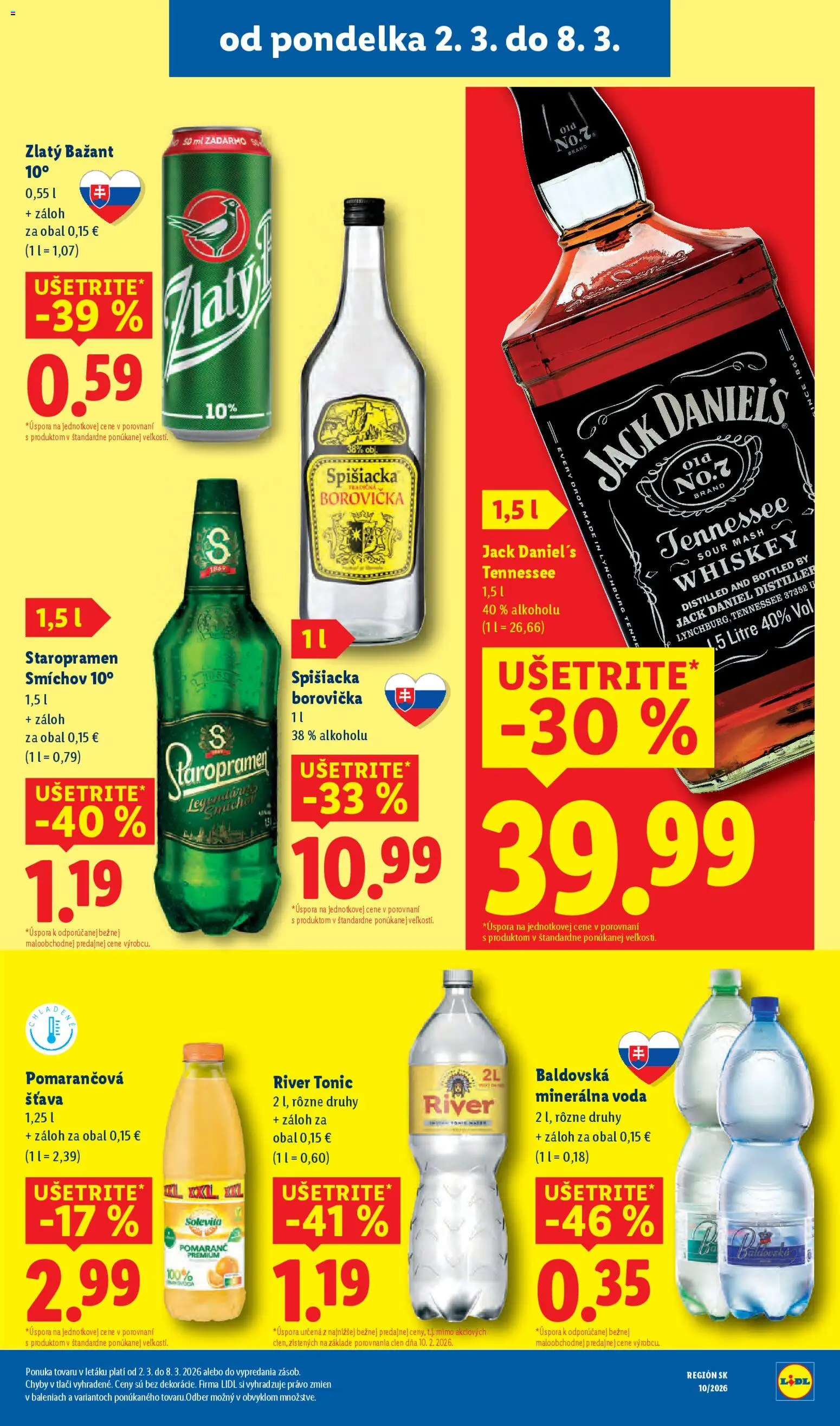 Nové Lidl akcie – leták je platný od 05.03.2026 | Strana: 71 | Produkty: Zlatý Bažant, Staropramen, Minerálna voda, Baldovská