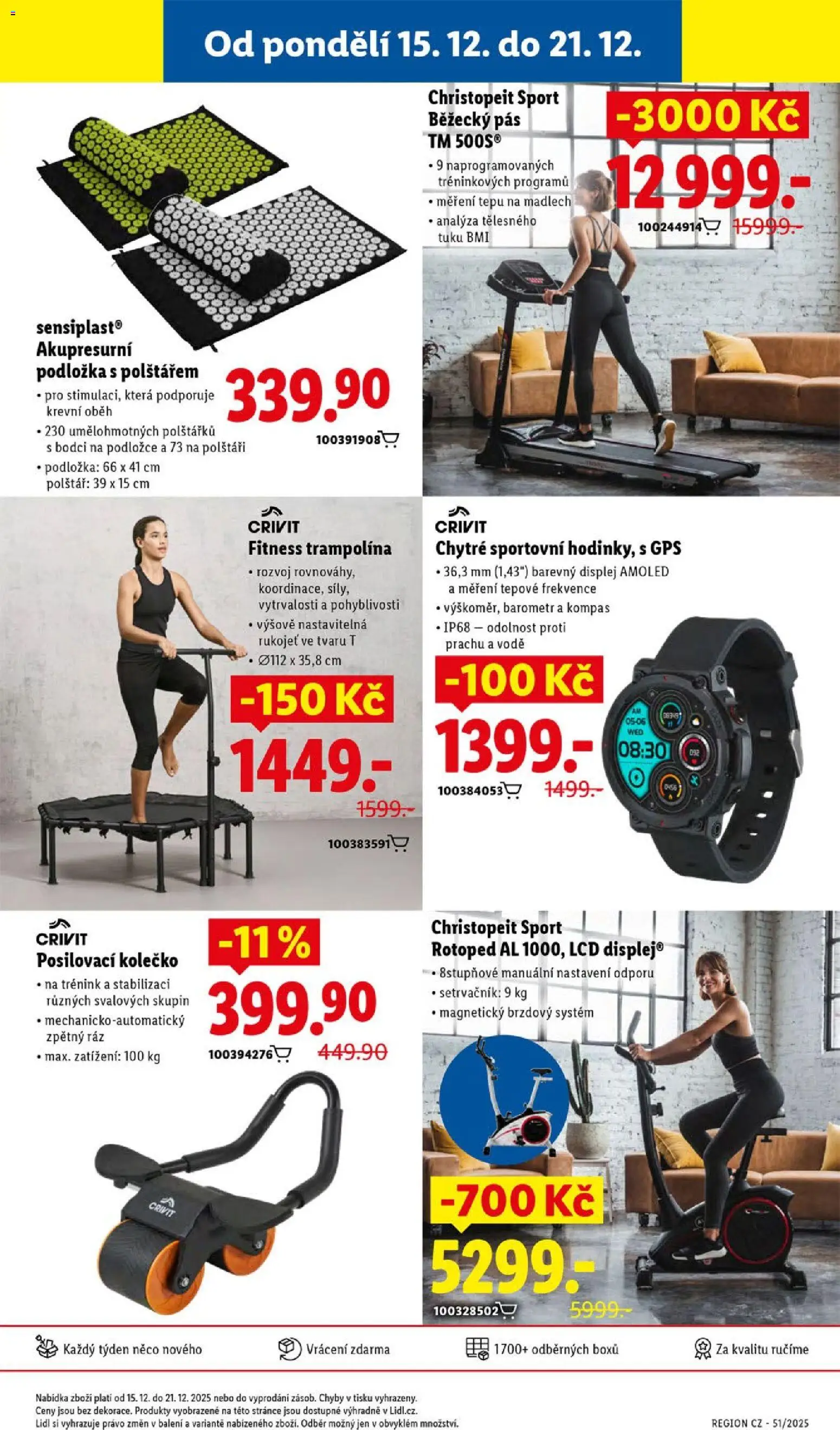 Lidl leták od 15.12.2025 | Strana: 37 | Produkty: Fitness trampolína, Běžecký pás, Sensiplast, Polštář