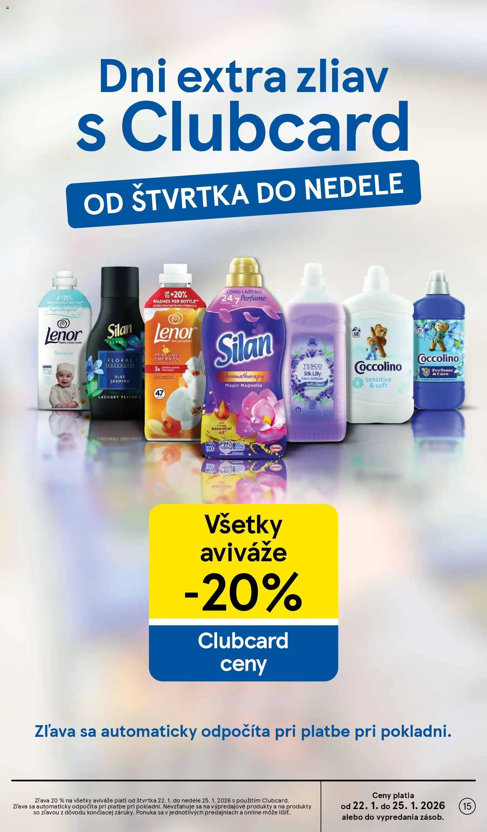 Nové Tesco akcie – leták je platný od 21.01.2026 | Strana: 15 | Produkty: Silan, Coccolino, Lenor