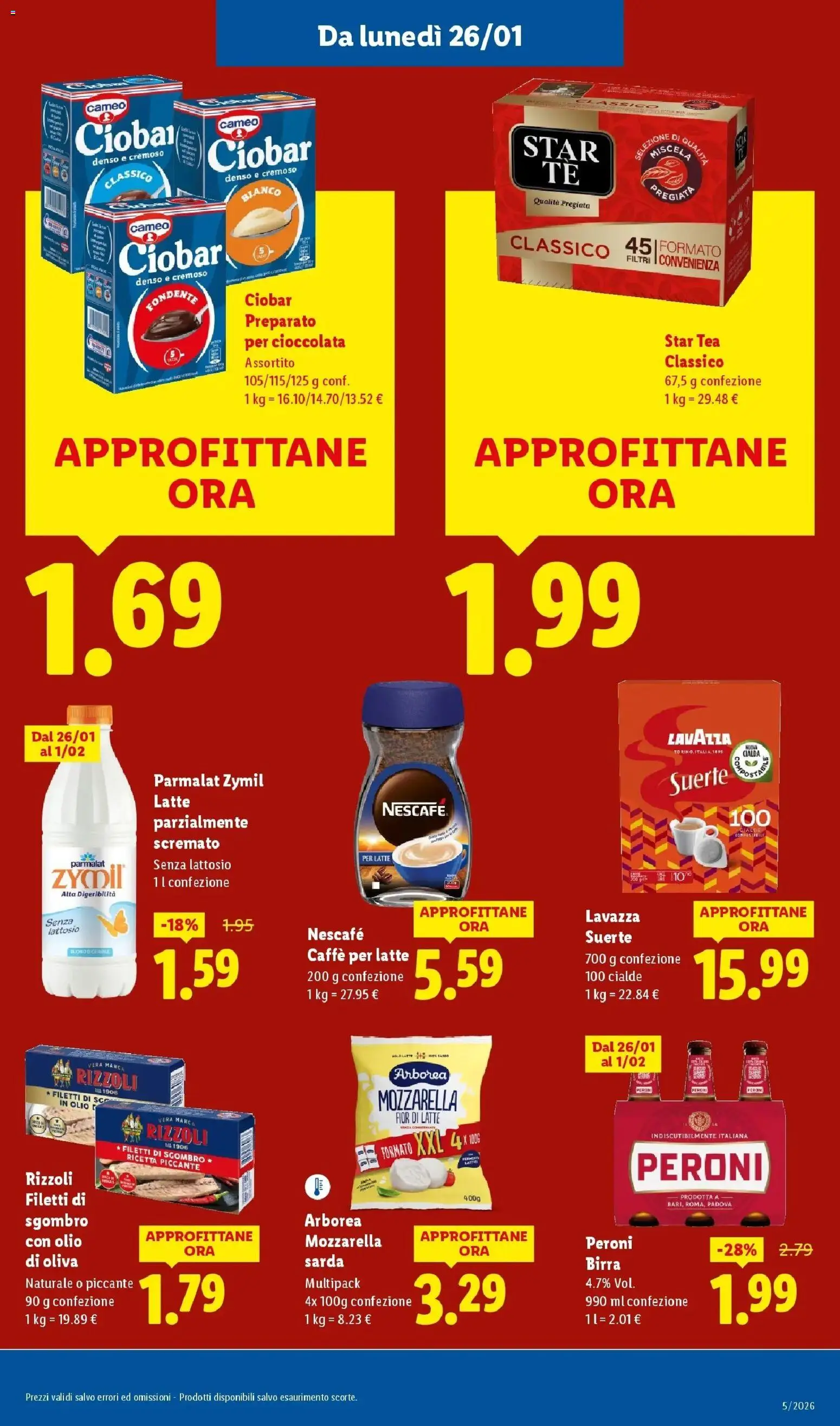 Volantino Lidl del 22.01.2026 | Pagina: 17 | Prodotti: Latte, Lavazza, Sgombro, Olio di Oliva