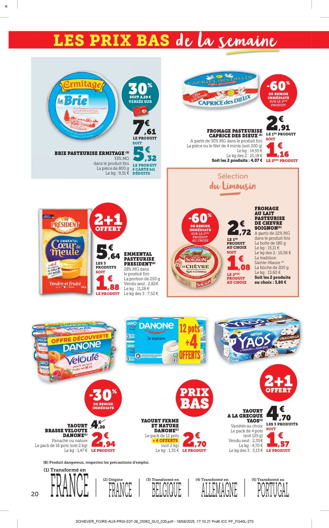  | Page: 20 | Produits: Yaourt à La Grecque, Caprice des dieux, Lait, Fromage