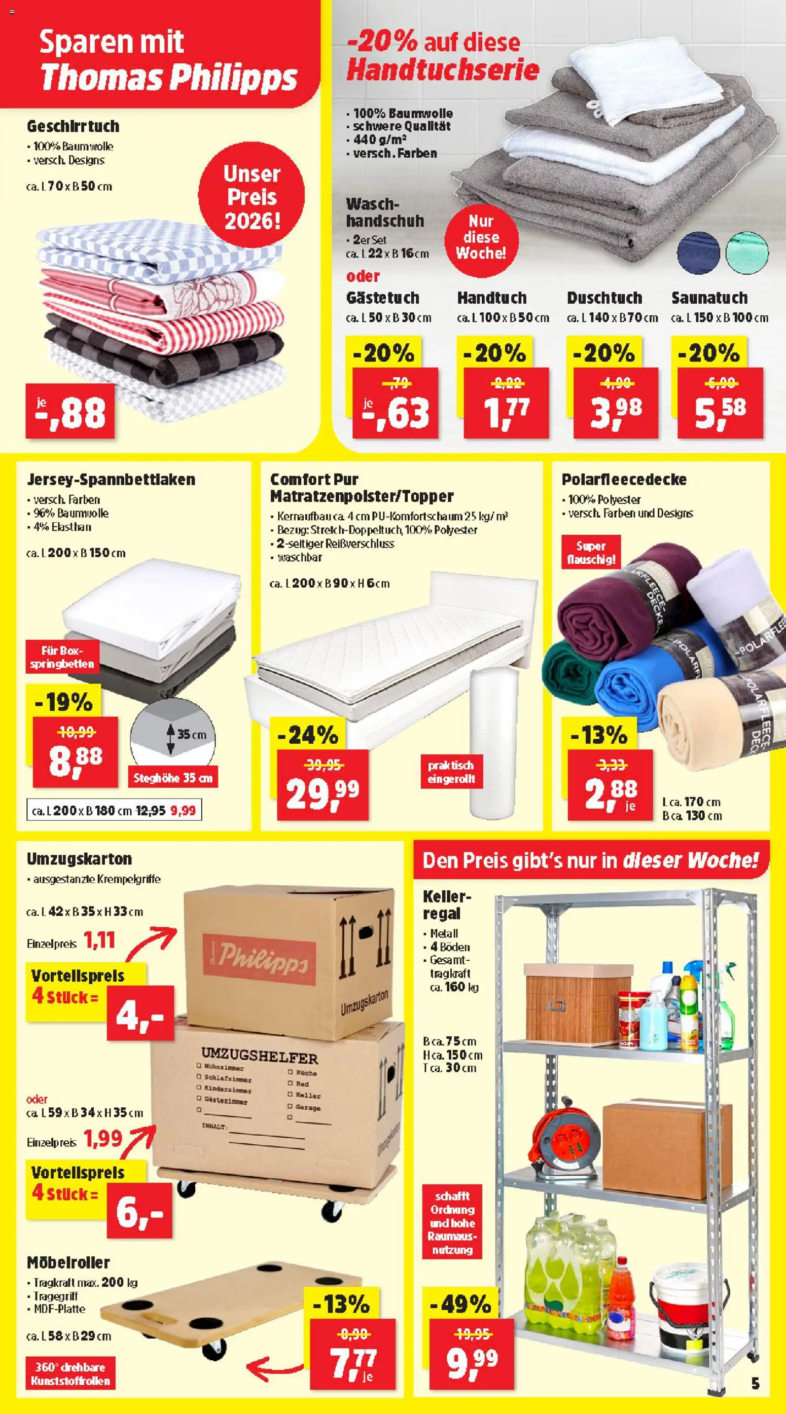 Thomas Philipps Flugblatt gültig ab 05.01.2026 | Seite: 5 | Produkte: Decke, Regal, Box, Bad