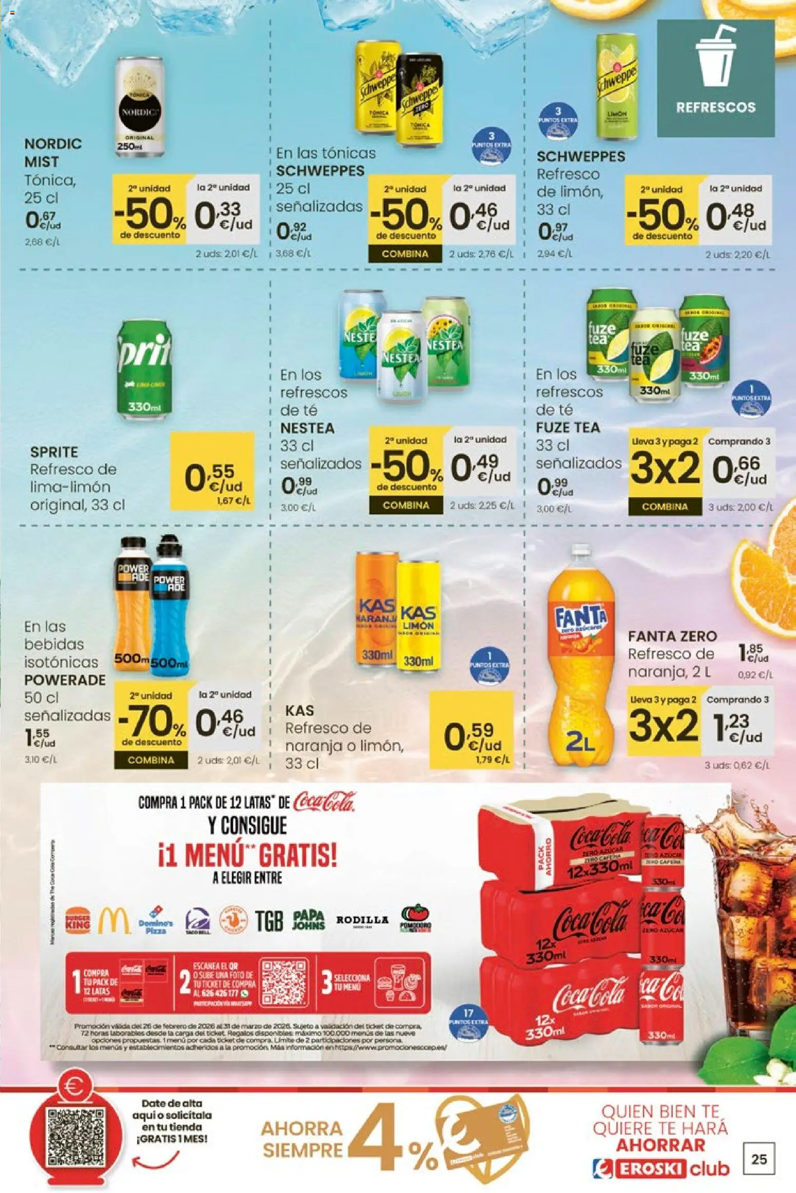 Eroski - Oferta │ válido desde el 12.03.2026 | Página: 25 | Productos: Pizza, Té, Πρίζες