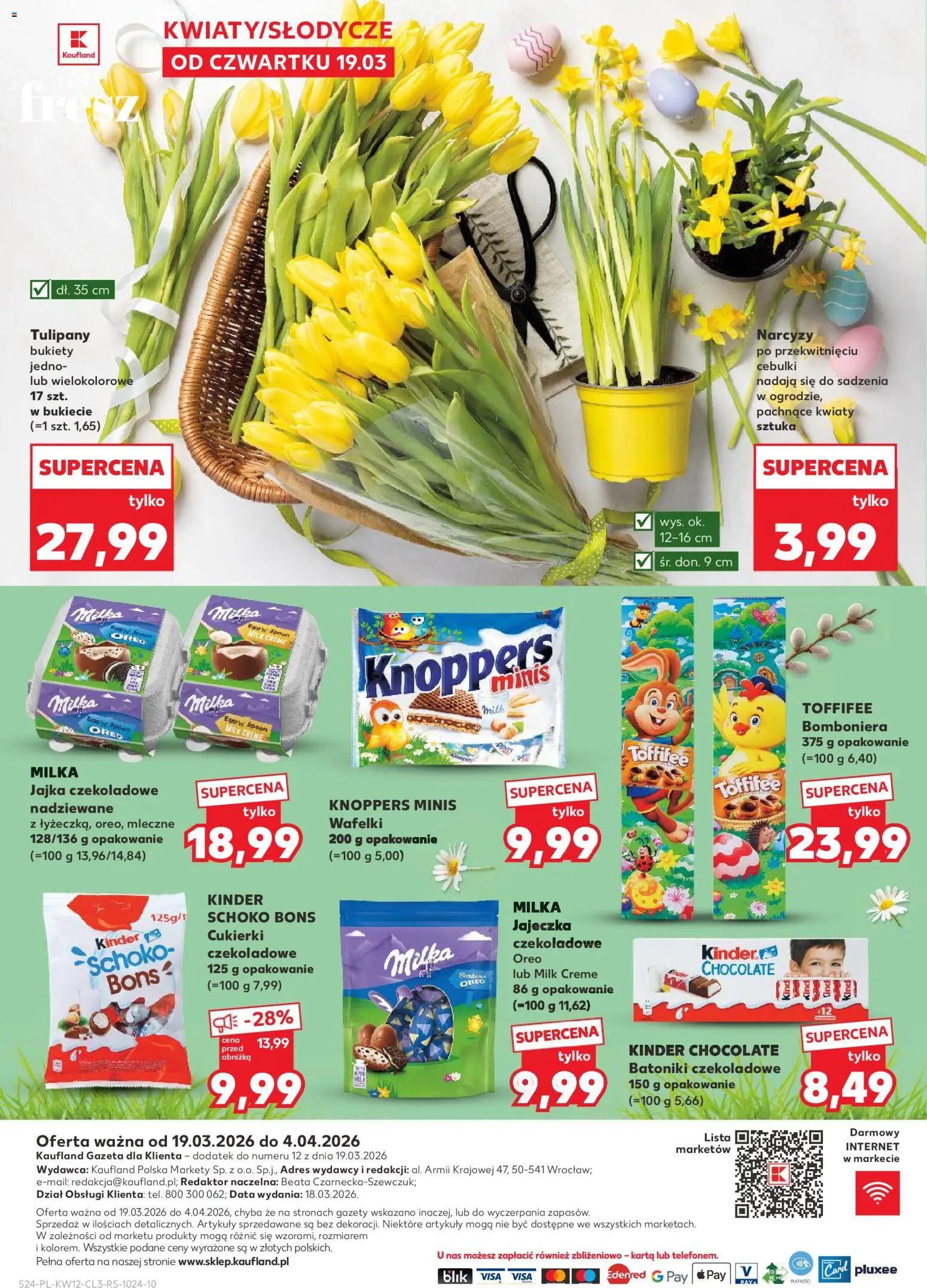 Kaufland Polsko leták - Jak święta kocham od 19.03.2026 | Strana: 24 | Produkty: Knoppers, Schoko Bons, Toffifee, Tulipány
