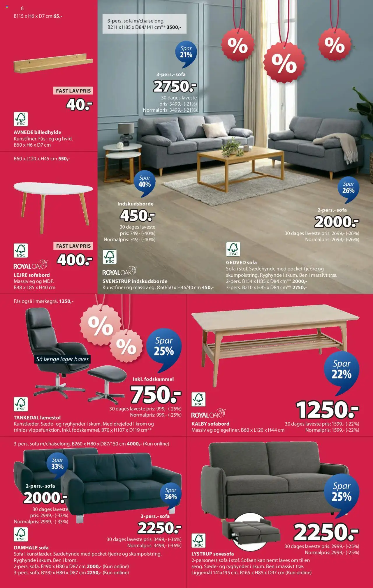 JYSK Tilbudsavis gyldig fra 04.07.2025 | Side: 7 | Produkter: Sofabord, Sofa, Lænestol, Fodskammel