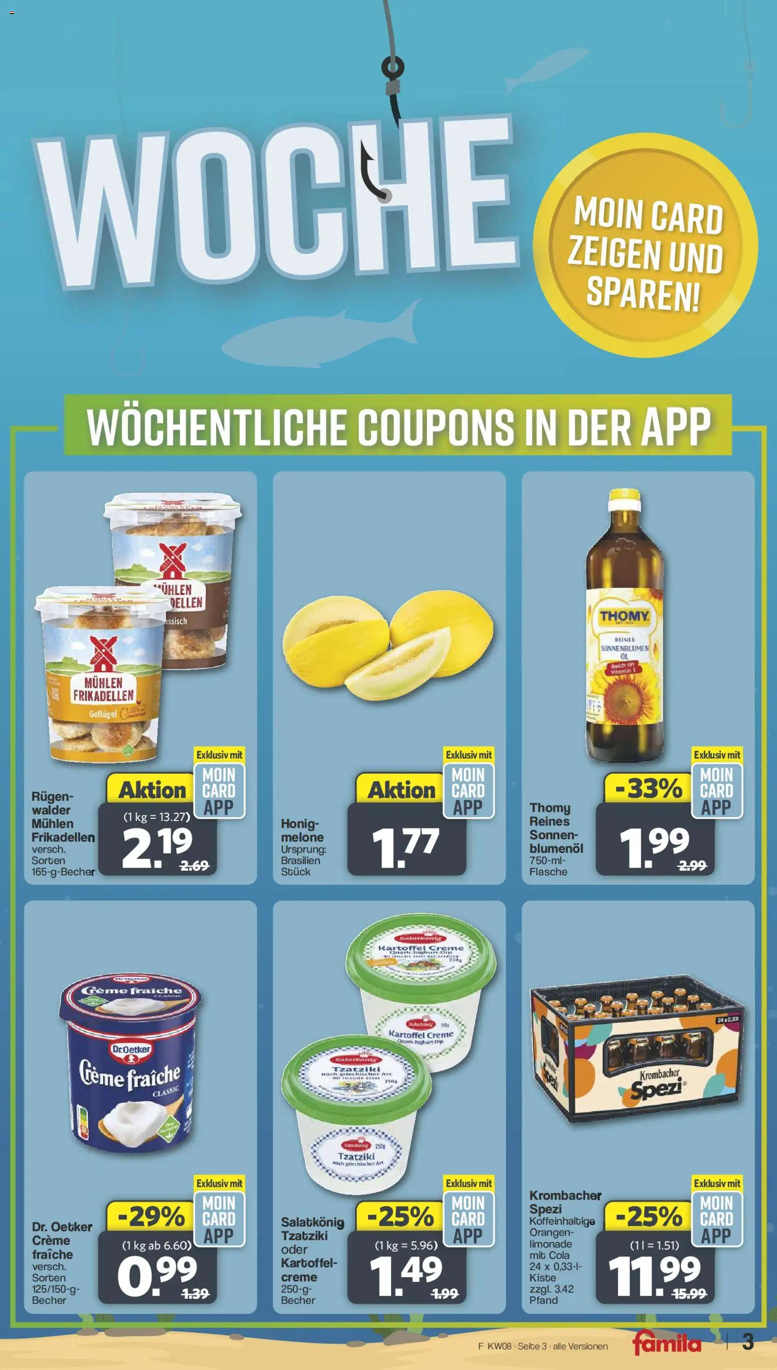 Famila Nordwest Sonderangebote – gültig ab 16.02.2026 | Seite: 3 | Produkte: Cola, Creme, Krombacher, Melone