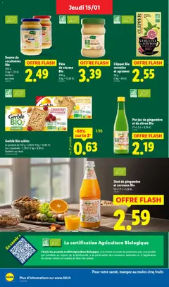 LIDL - Prévisualisation de Beurre de cacahuètes Bio, 350 g, Variétés au choix valide à partir de 15.01.2026 | Page: 26