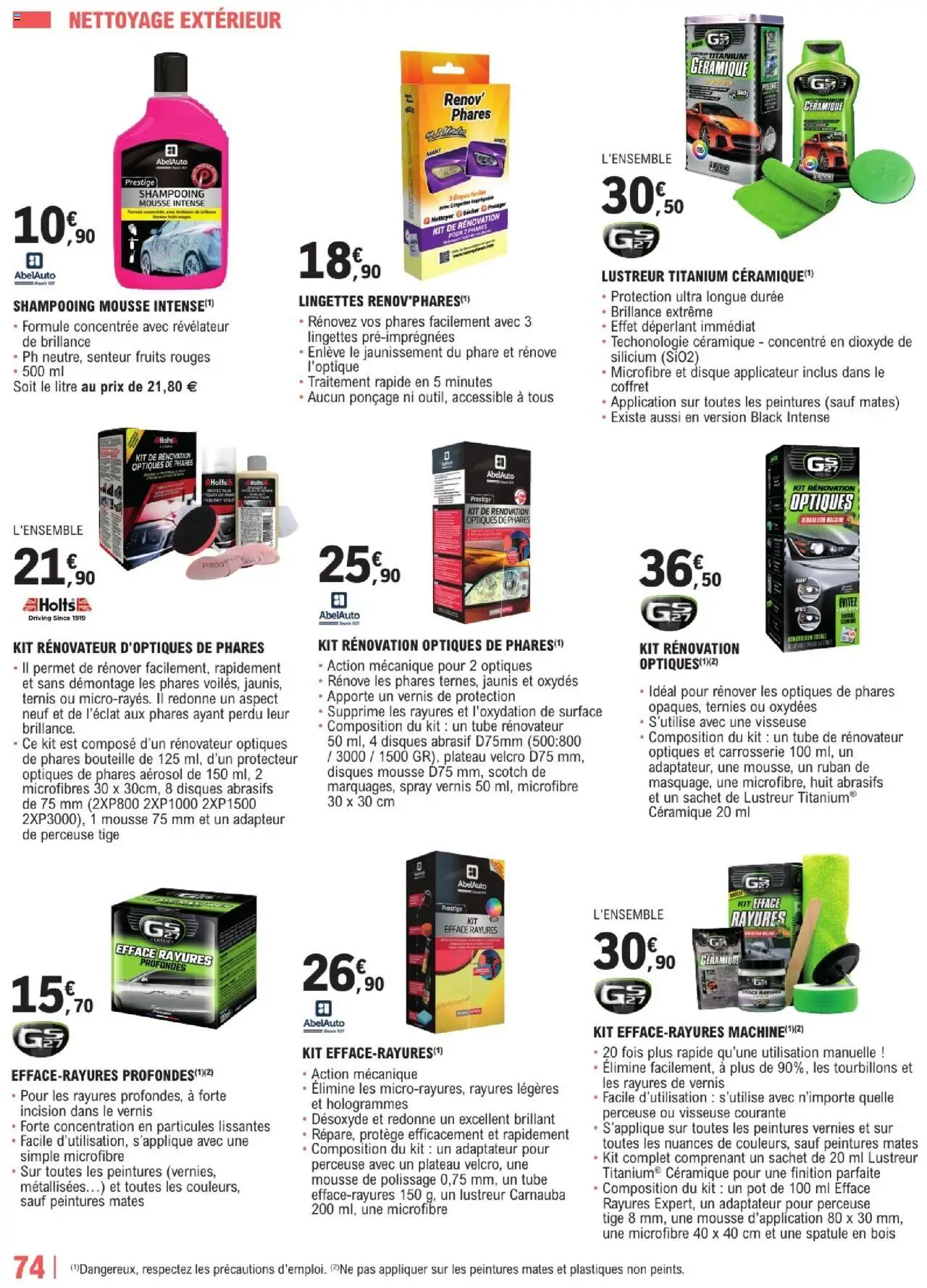  | Page: 74 | Produits: Perceuse, Spatule, Mousse, Shampooing
