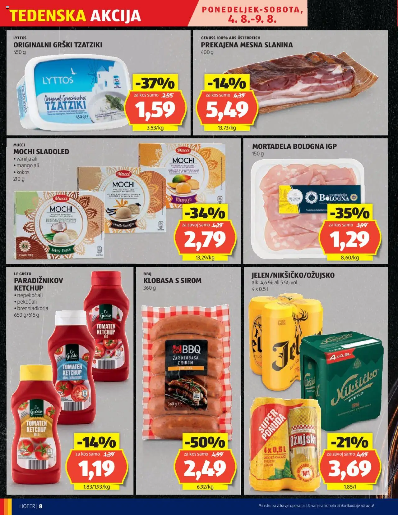 Hofer katalog │ velja od 31.07.2025 | Stran: 8 | Izdelki: Mortadela, Kos, Sladoled, Mango