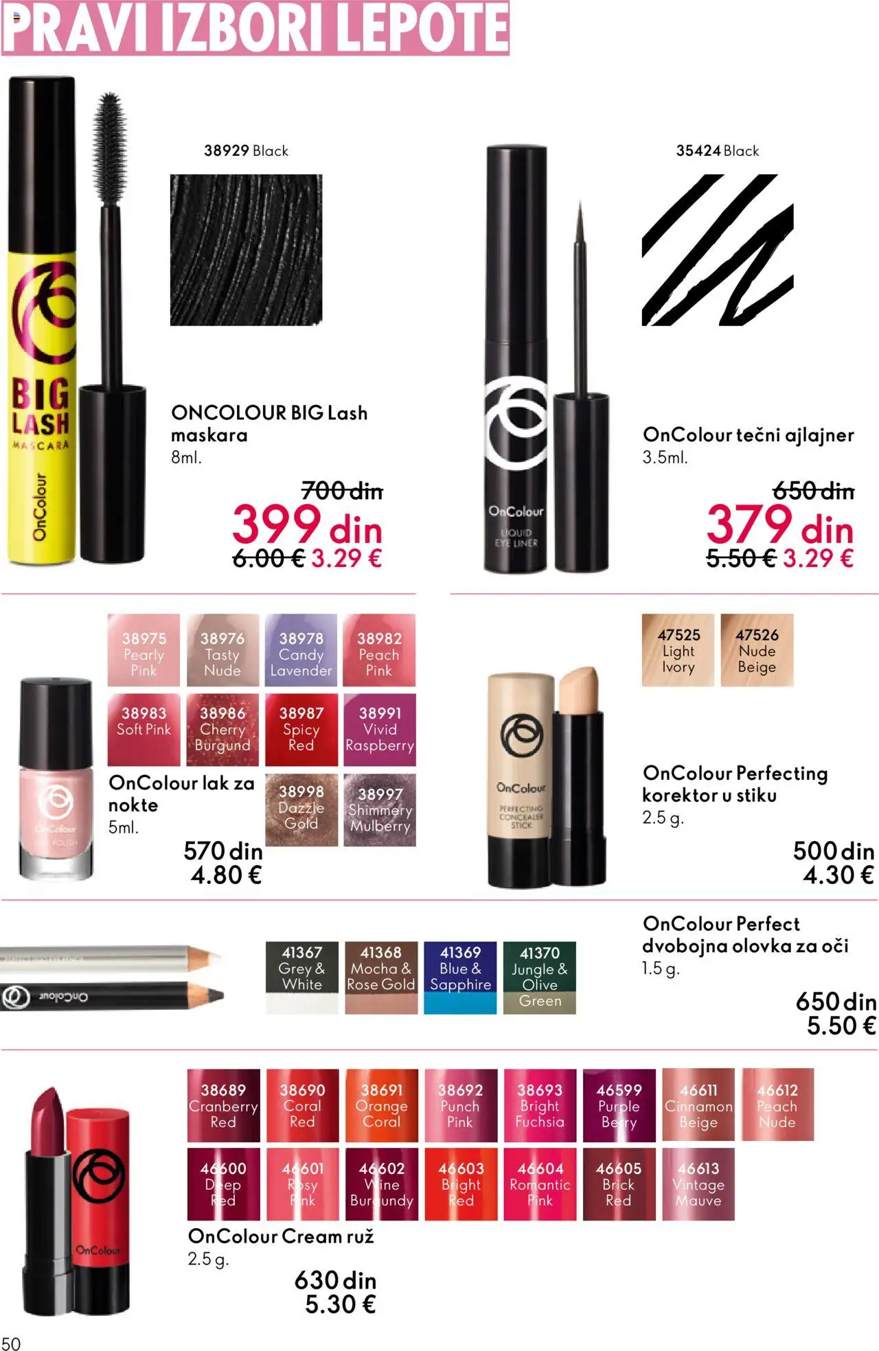 Oriflame katalog - važi od 08.10.2025 | Strana: 50 | Proizvode: Korektor, Maskara, Ajlajner, Candy