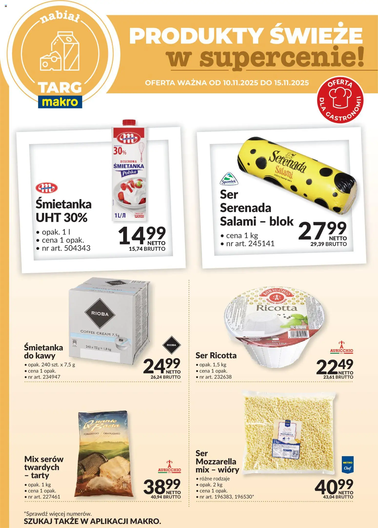 Makro Gazetka - Produkty świeże w supercenie od 10.11.2025 | Strona: 3 | Produkty: Salami, Mozzarella, Ricotta, Ser ricotta