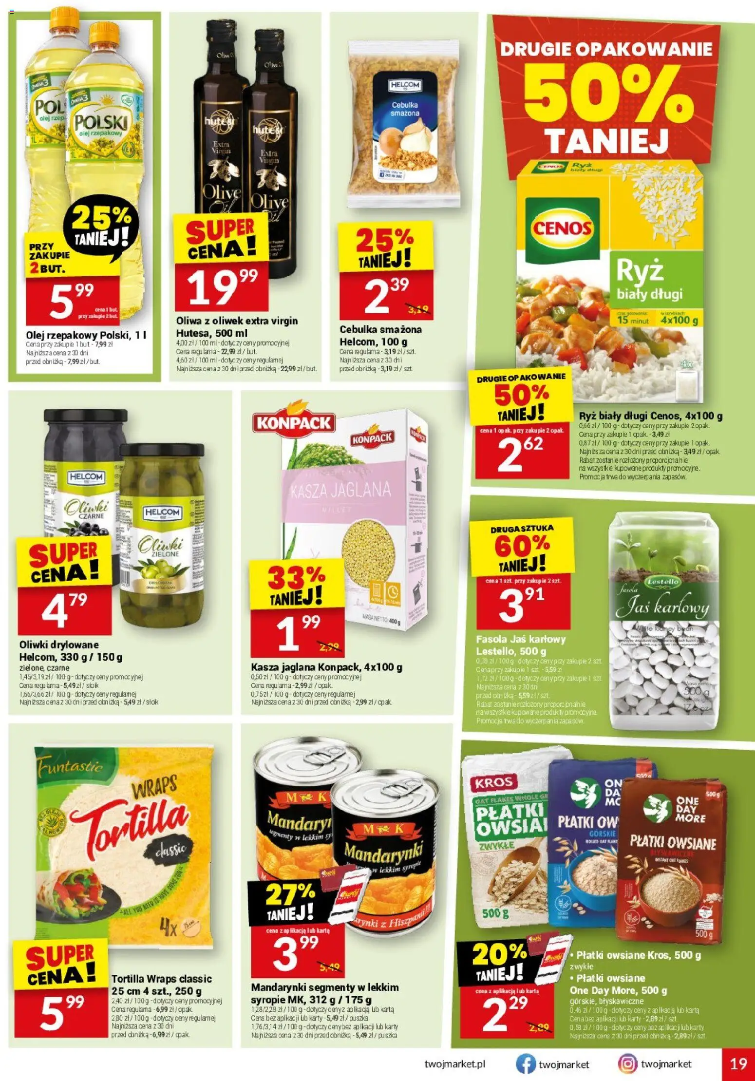 Twój Market Gazetka od 25.02.2026 | Strona: 19 | Produkty: Olej rzepakowy, Płatki owsiane, Płatki, Kasza jaglana