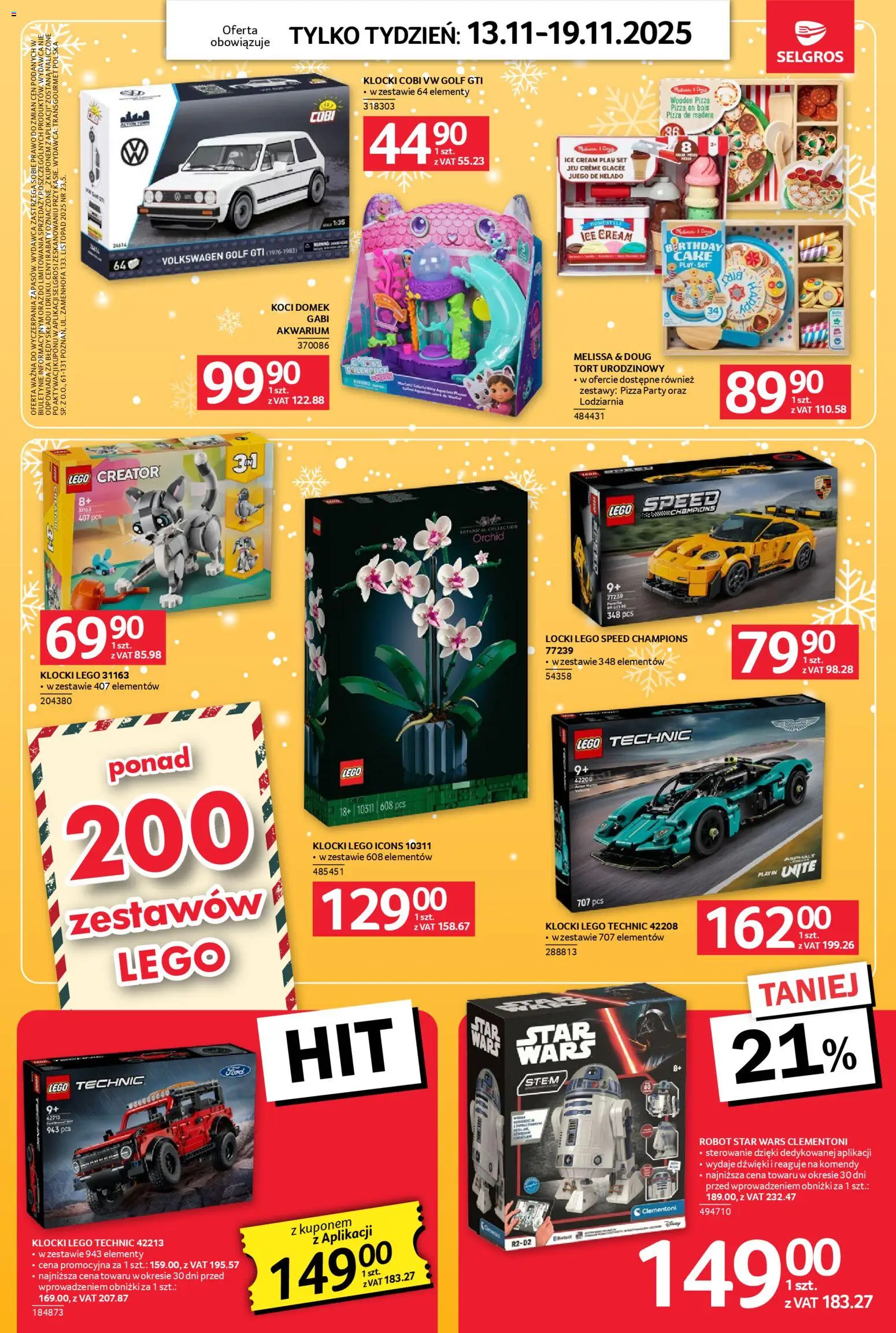 Selgros cash&carry Gazetka - Jeszcze więcej super promocji od 13.11.2025 | Strona: 12 | Produkty: Lego, Akwarium, Klocki Lego, Pizza
